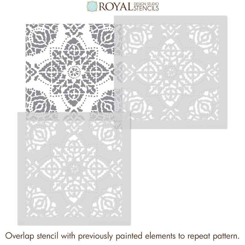 Handmade Bagru Block Print Tile Stencil - Traditional Indian Art Stencils for DIY Home Decor, Wall Painting & Craft Projects