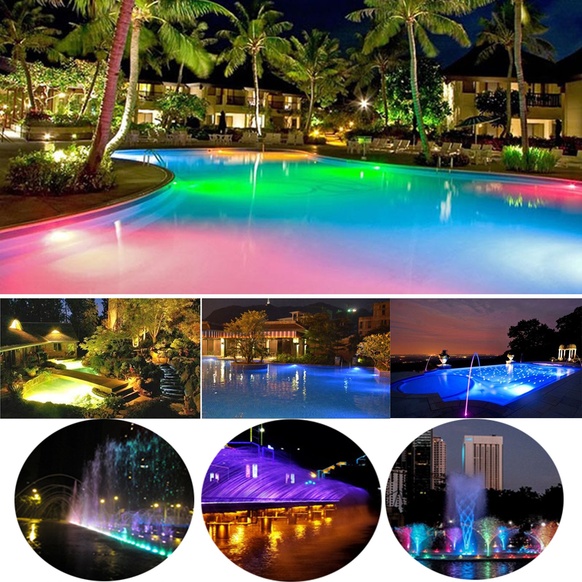 18W RGB Color Changing LED Underwater Pool Lights - Windmill Design, 12V AC, Wall Mounted, IP68 Waterproof with 20ft Remote Control - Perfect for Swimming Pools, Spas, Fountains & Backyard Water Features