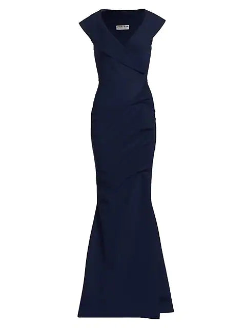 Elegant Fiy Norc Long Dress in Blu Notte - Perfect for Evening Parties, Weddings & Special Occasions