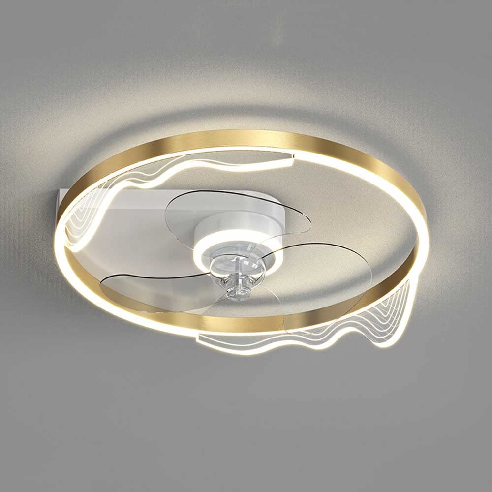 XFSHZWN Remote Control Ceiling Fan with Light - 6 Wind Speed Settings, Dimmable LED, Invisible Blades, Semi-Flush Mount for Low Profile Ceiling | Perfect for Bedroom, Living Room & Home Office