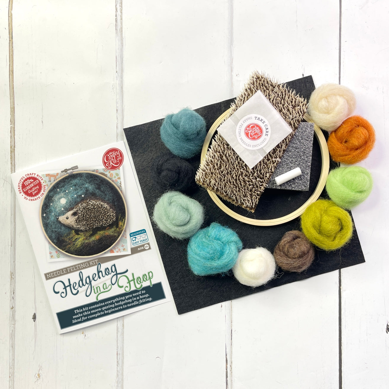 DIY Hedgehog in a Hoop Needle Felting Kit for Beginners - Complete Wool Felting Supplies with Tools & Instructions - Perfect for Home Decor, Gifts & Craft Projects