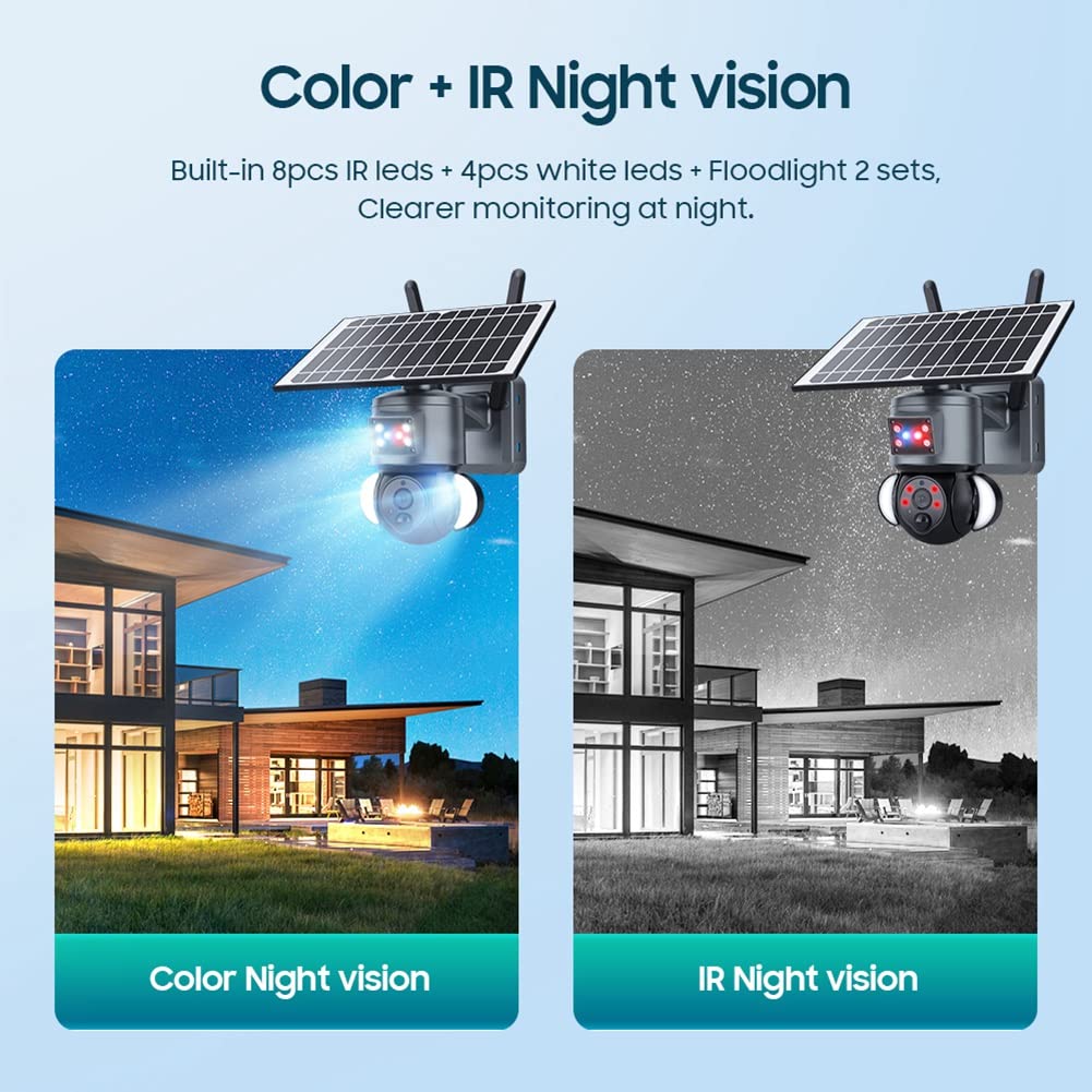 3MP Solar Security Camera Outdoor - HD Waterproof Surveillance Cam with Night Vision, Motion Detection - Ideal for Home, Yard, and Business Security Monitoring