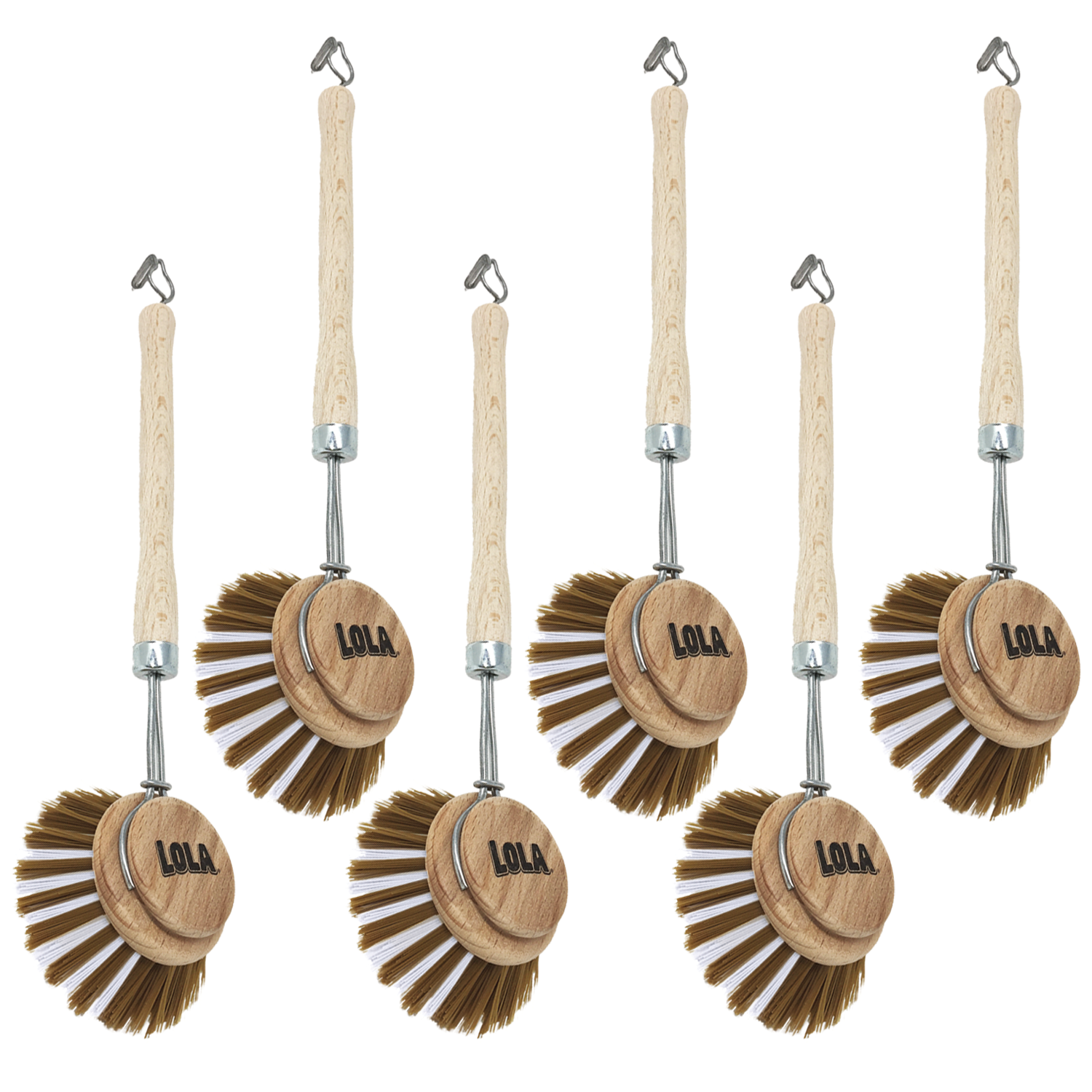 Eco-Friendly Birch Wood Dishwashing & Vegetable Brush Set - Natural Kitchen Cleaning Brush for Dishes, Fruits, Vegetables (Pack of 6) - Perfect for Home, Restaurant & Camping Use