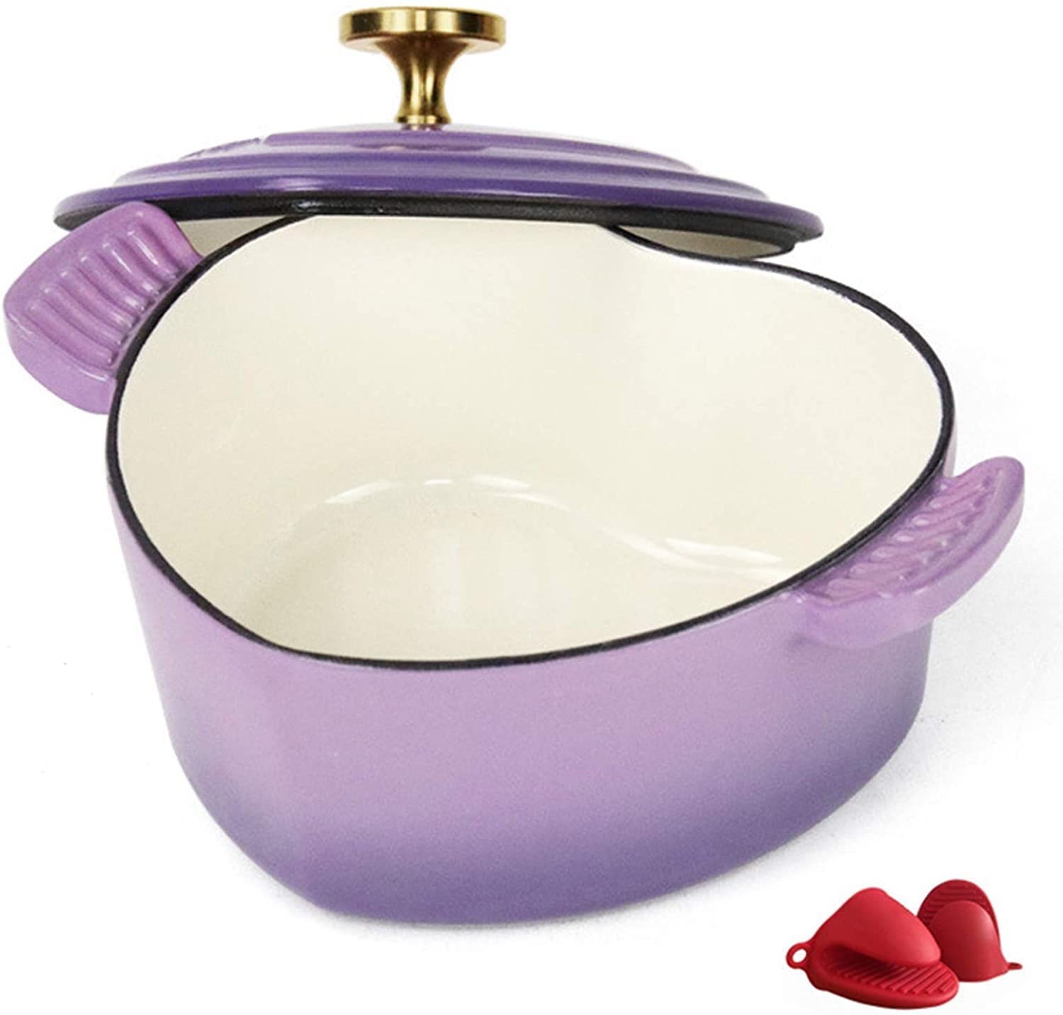 Heart-Shaped Enameled Cast Iron Dutch Oven with Lid - 3.5QT Casserole Dish for Baking, Roasting & Braising | Stovetop & Oven Safe | Perfect for Soups, Stews & Family Dinners