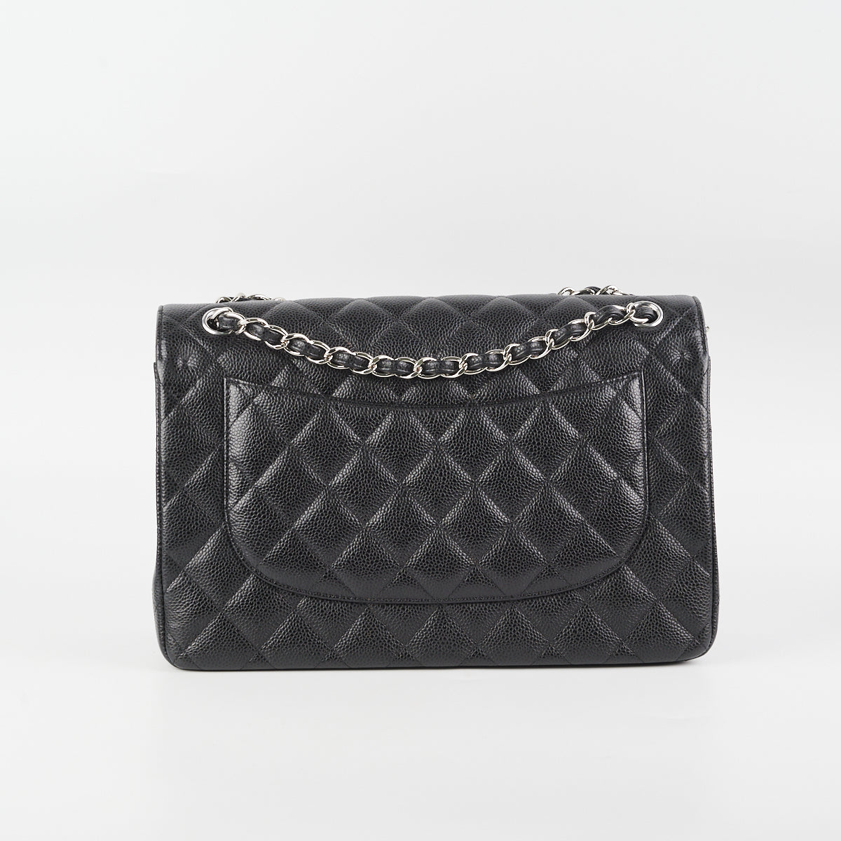 Chanel Classic Flap Jumbo Bag in Black Caviar Leather with Silver Hardware - Luxury Designer Handbag for Women, Perfect for Evening Events & Special Occasions