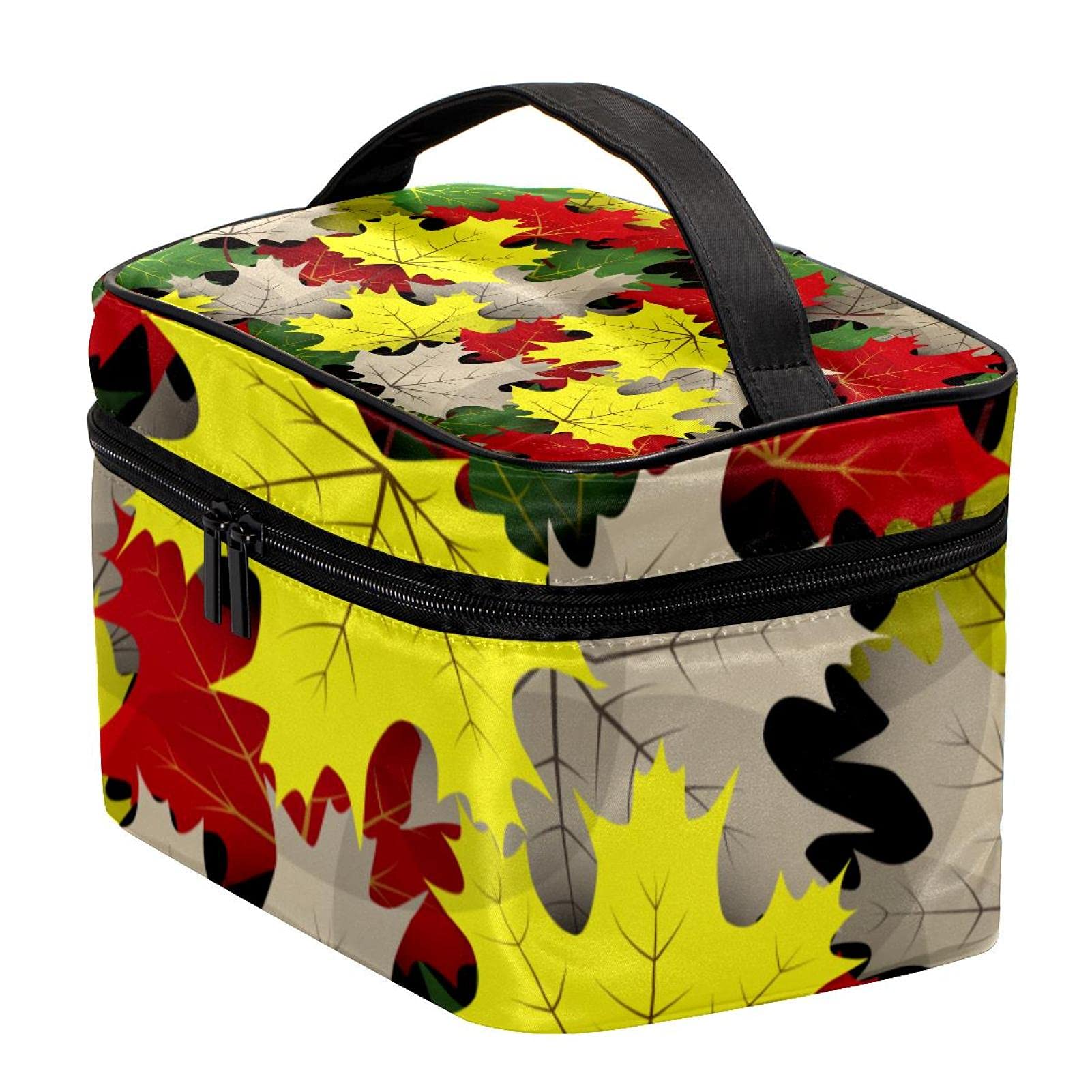 Maple Autumn Leaves Travel Makeup Bag - Large Waterproof Cosmetic Organizer with Zipper for Women & Girls | Perfect for Vacation, Gym, Daily Essentials Storage