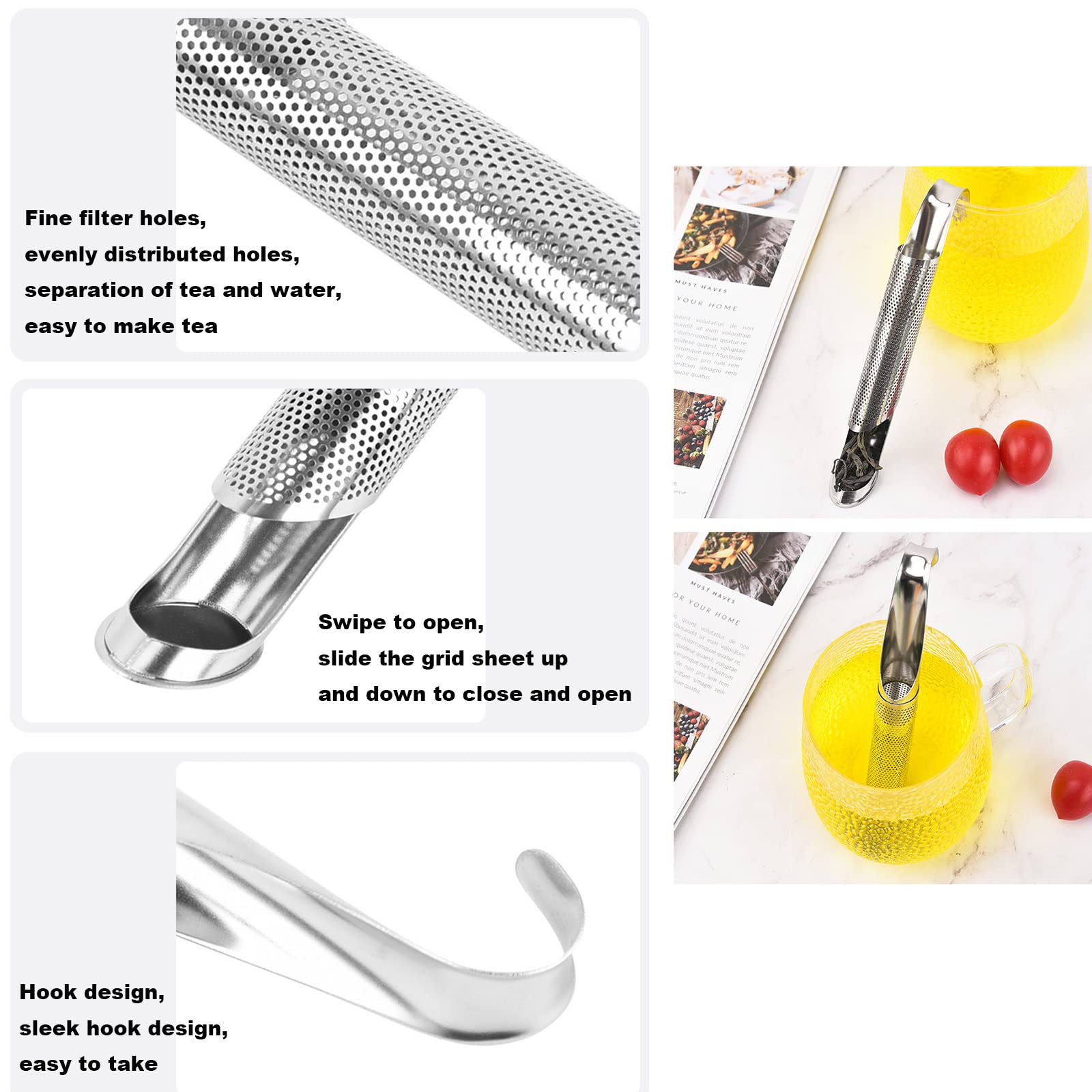 Premium Stainless Steel Tea Strainer & Telescopic Tea Infuser - Reusable Loose Leaf Tea Filter for Rose, Coffee, Spices (2-Pack) - Perfect for Home, Office & Travel Brewing