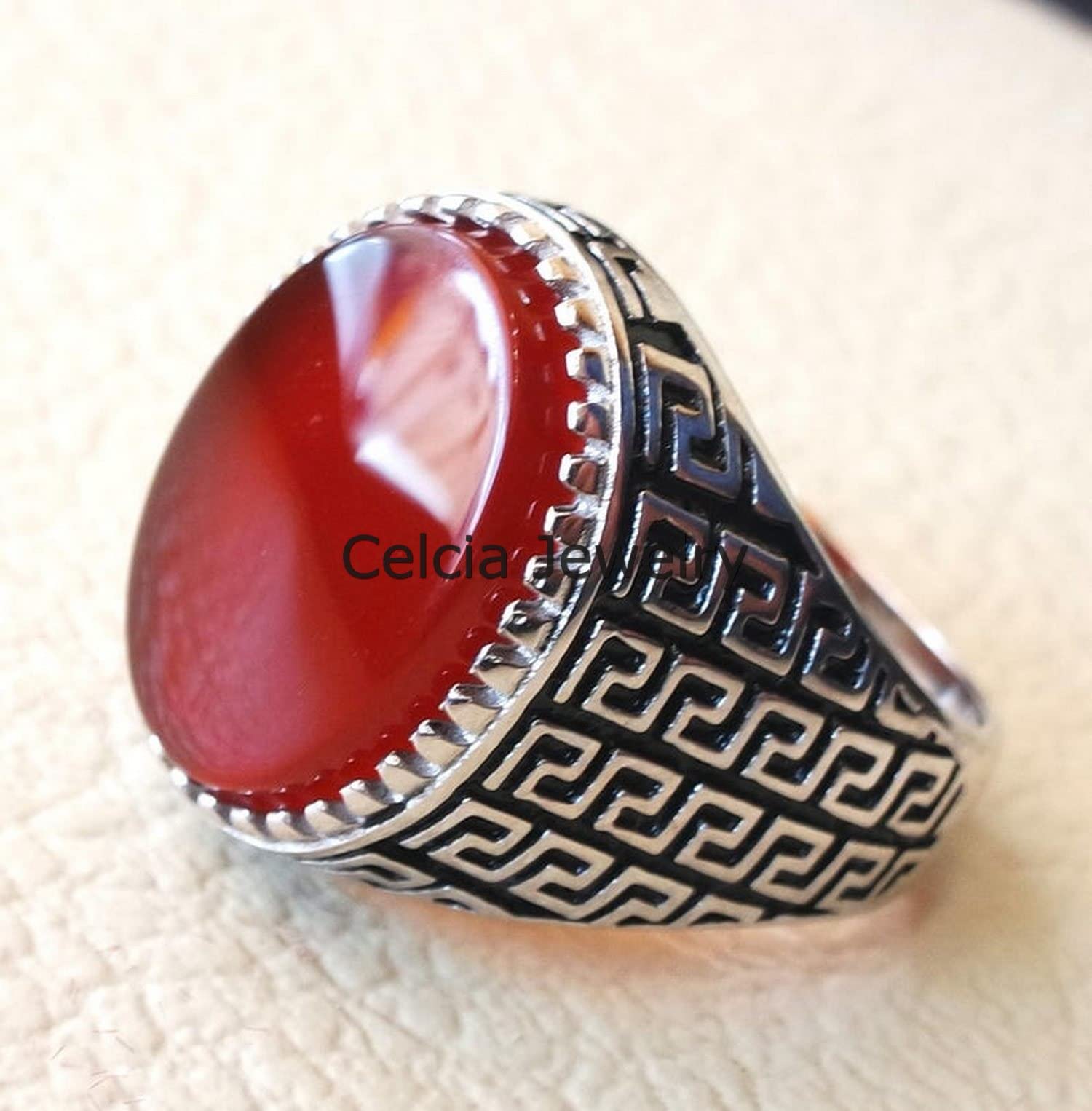 Genuine Carnelian Gemstone Antique Handmade Statement Ring - Wedding, Engagement, Proposal, Anniversary & Birthday Gift for Women - Perfect for Special Occasions, Date Nights & Romantic Surprises
