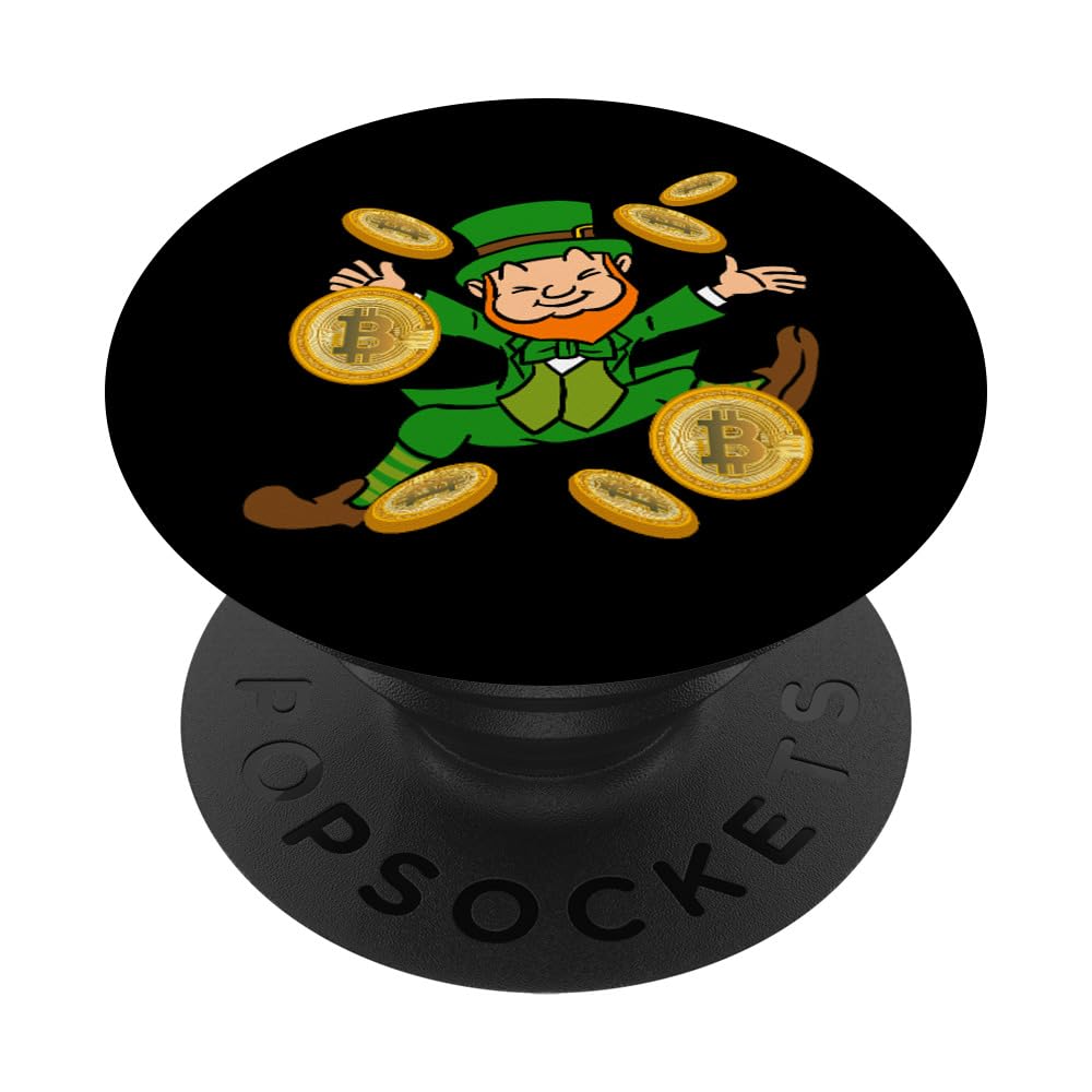 Bitcoin Gold Leprechaun St. Patrick's Day HODL Funny Gift - PopSockets Standard PopGrip for Phones & Tablets - Perfect for Crypto Fans & St. Paddy's Celebrations