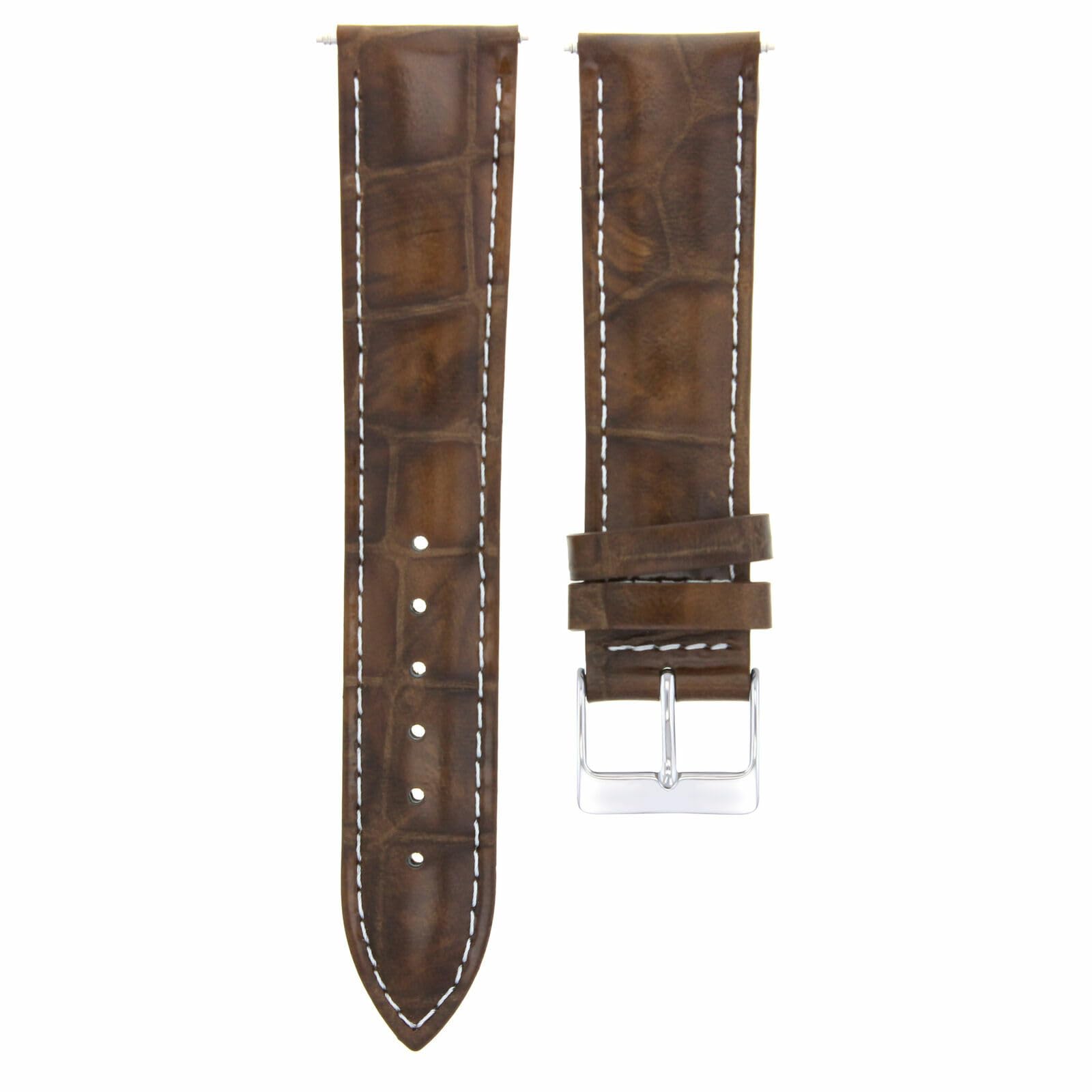 19mm Leather Watch Band for Tissot PRC200 - Light Brown - Daily Wear & Style