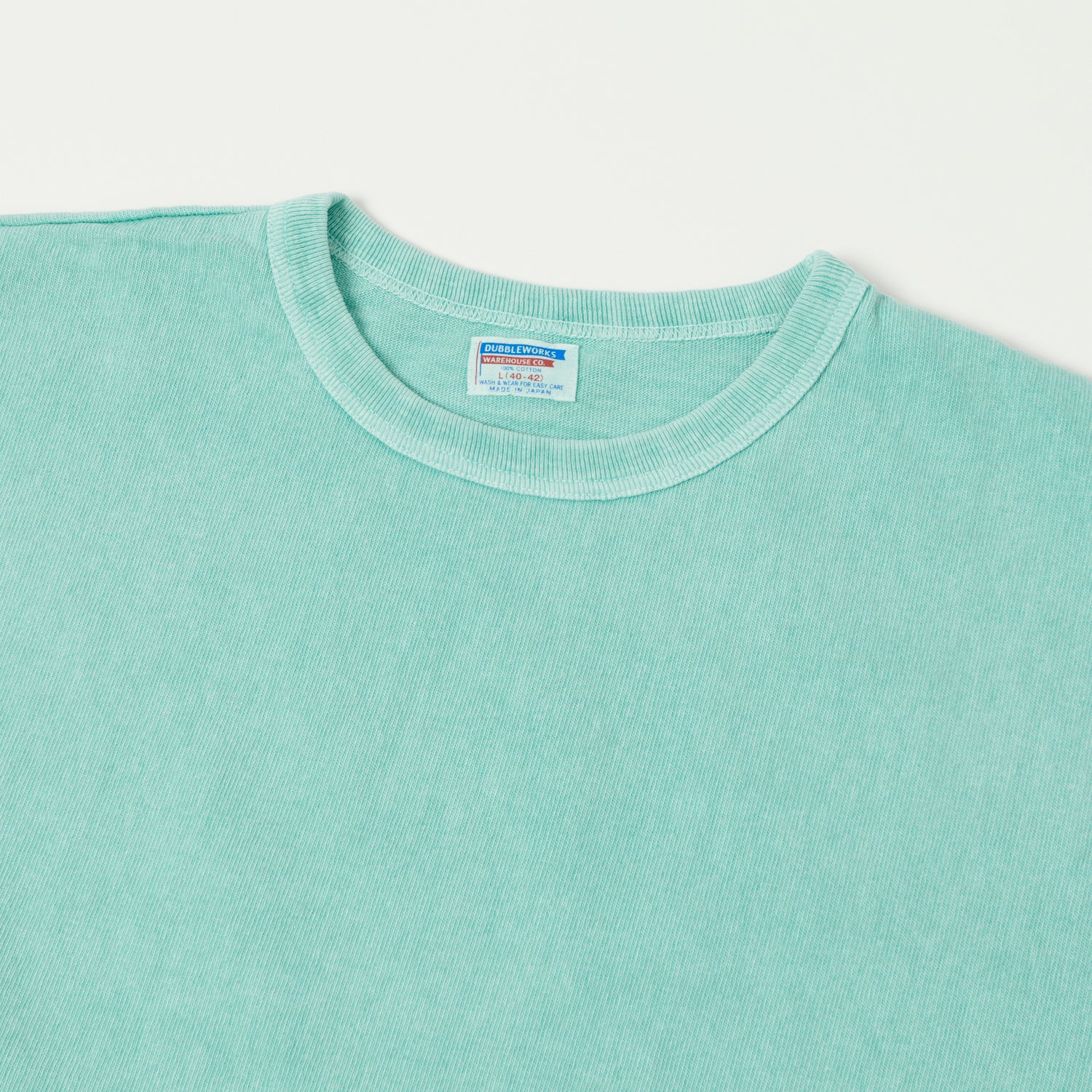 Dubbleworks Heavyweight Long Sleeve Pigment Dyed T-Shirt for Men | Light Turquoise Cotton Workwear | Perfect for Outdoor Activities, Work & Casual Wear
