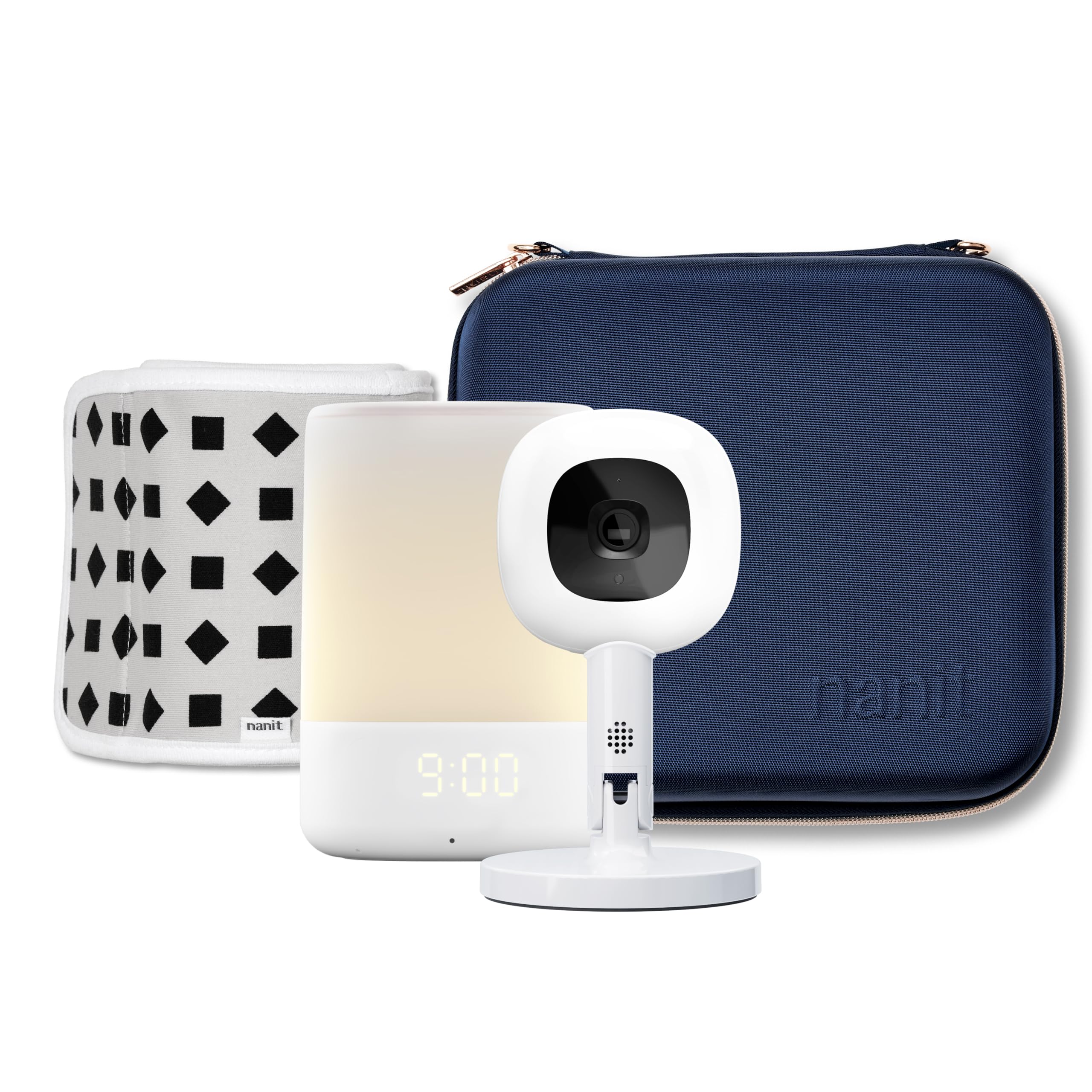 Nanit Pro Travel Baby Monitor with HD Camera, Portable Flex Stand, Sound & Light Audio Monitor, Night Light & Travel Case - Blue Oxford Edition | Perfect for On-the-Go Parents, Nursery, Hotels & Airplane Travel