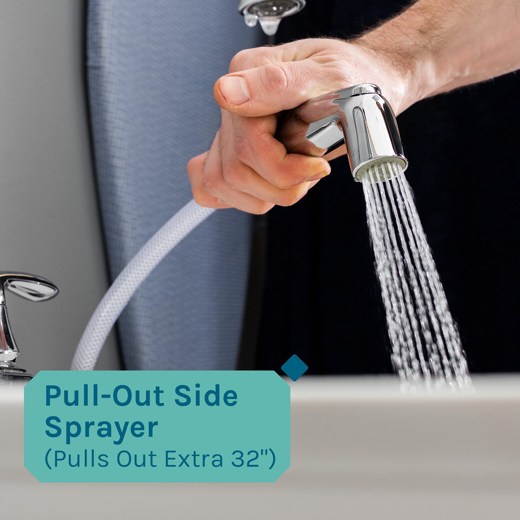 Heavy Duty Utility Sink with Gooseneck Faucet - Large Free Standing Laundry Tub for Basement, Garage & Laundry Room - Durable Slop Sink by JS Jackson Supplies - Perfect for Washing Clothes, Cleaning Tools & DIY Projects (Chrome Faucet)