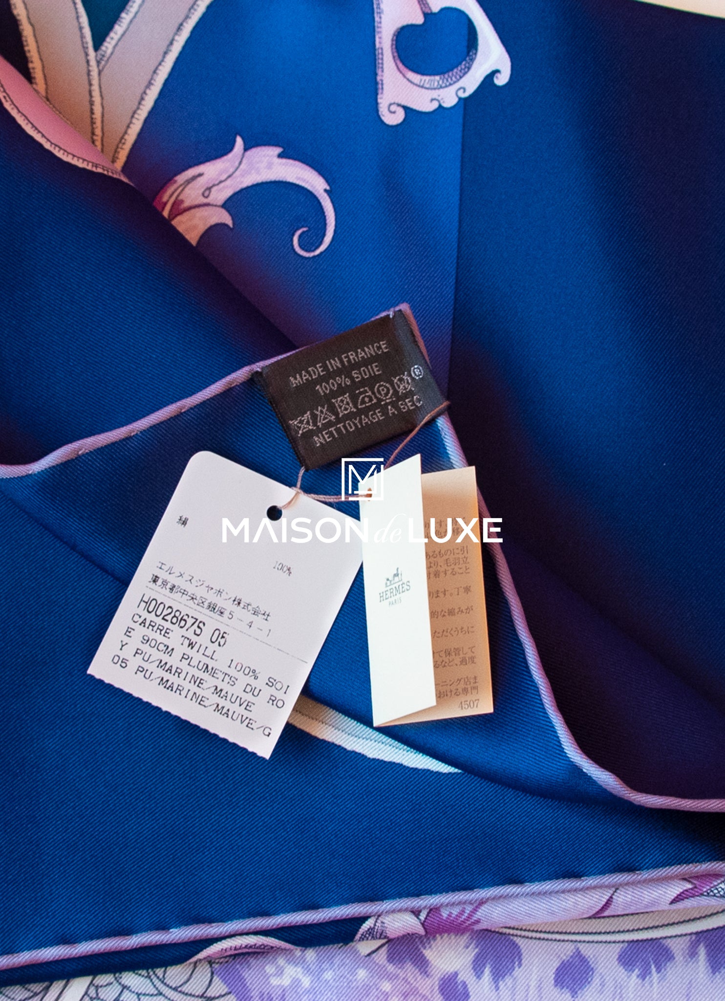 Hermes Plumets du Roy Purple Twill Silk Scarf 90cm - Luxury Fashion Accessory for Women, Perfect for Gifts & Special Occasions