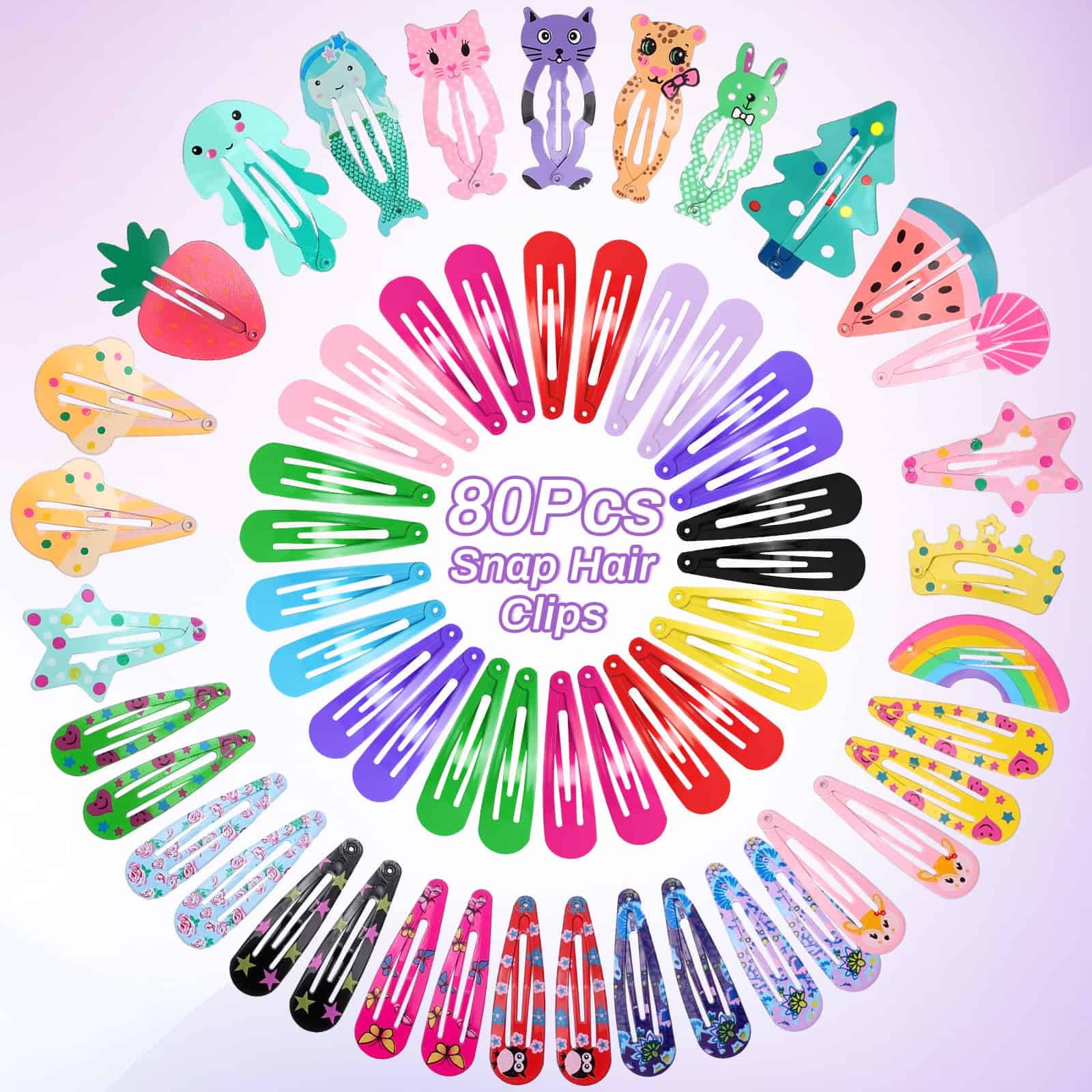 Anezus 80 Pcs Non-Slip Metal Hair Clips for Girls, Kids, Teens & Women - Snap Hair Barrettes for School, Party & Everyday Hairstyles