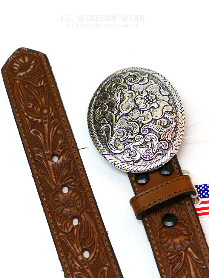 Nocona N3300002 Women's Floral Embossed Western Belt - Stylish Cowgirl Accessory for Rodeo, Country Music Festivals & Western Fashion Outfits