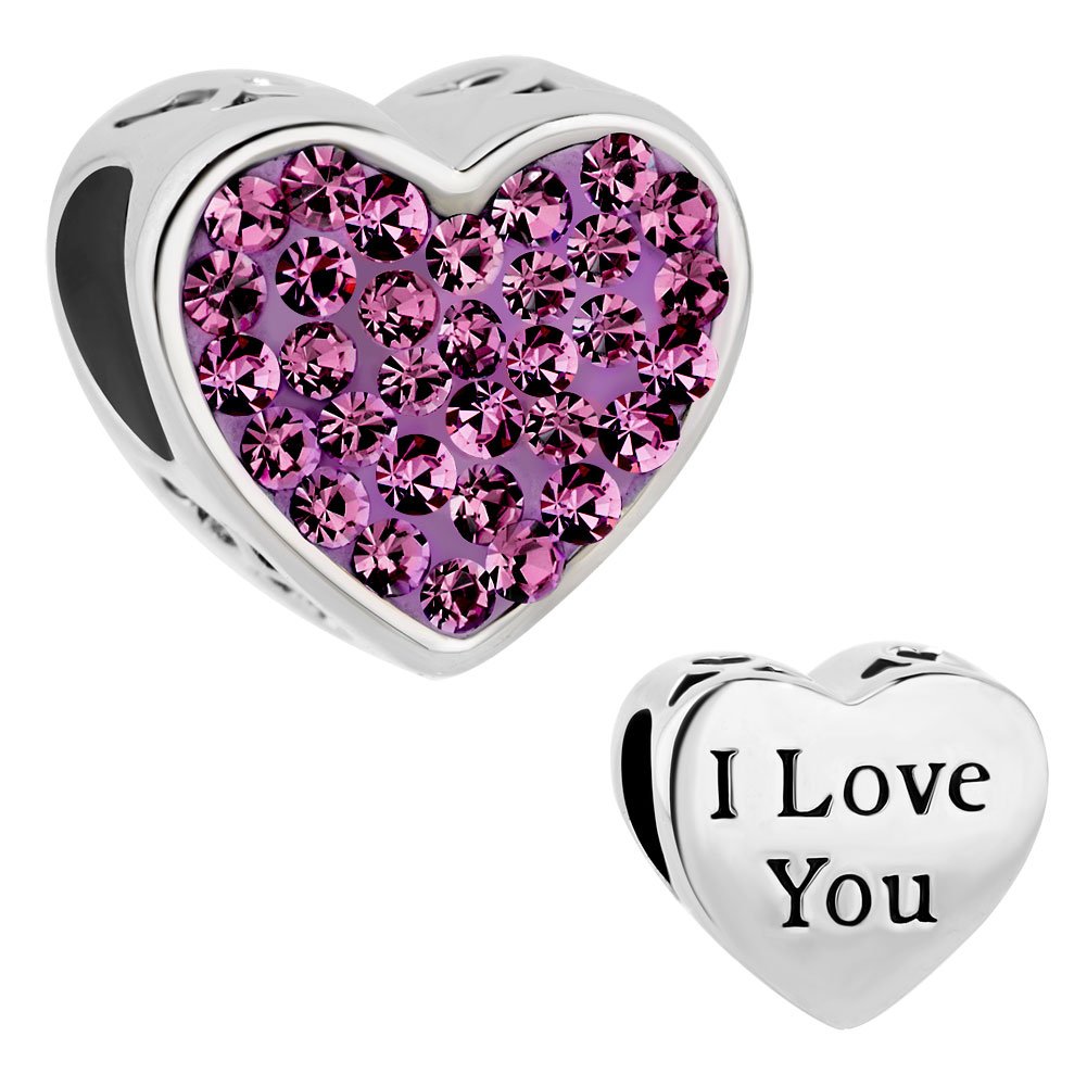 Swarovski Crystal Heart Charm Beads with Birthstones - 