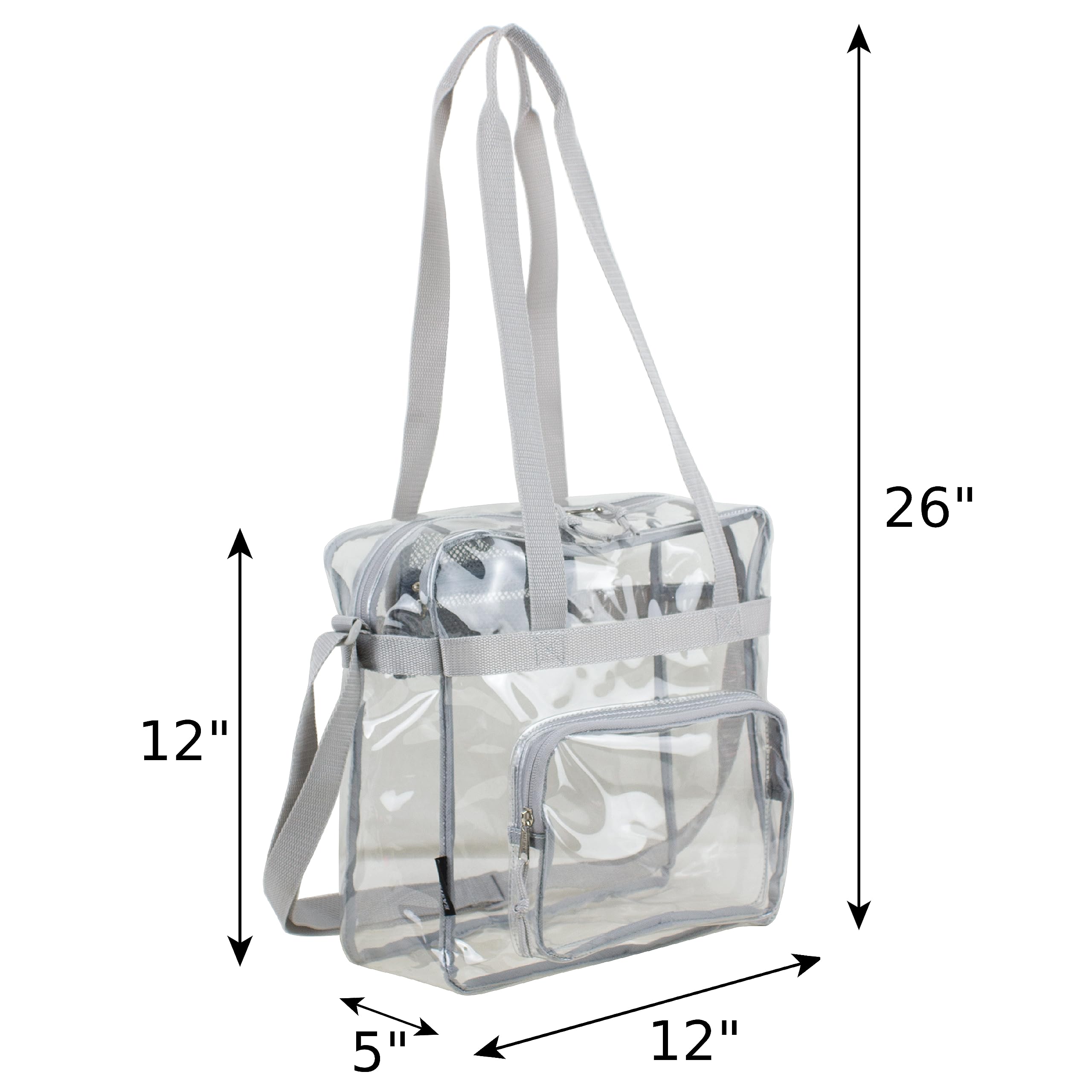 Eastsport Clear Stadium Approved Tote Bag - Crossbody Shoulder Messenger Purse with Adjustable Strap for Sports, Concerts & Work Events - Transparent See-Through Design Perfect for NFL Games, Music Festivals & Security Checkpoints