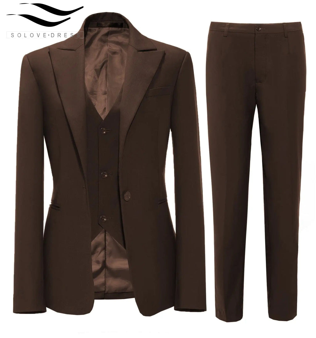Professional 3-Piece Women's Suit Set with Flat Peak Lapel - Perfect for Business Meetings, Office Wear & Formal Events