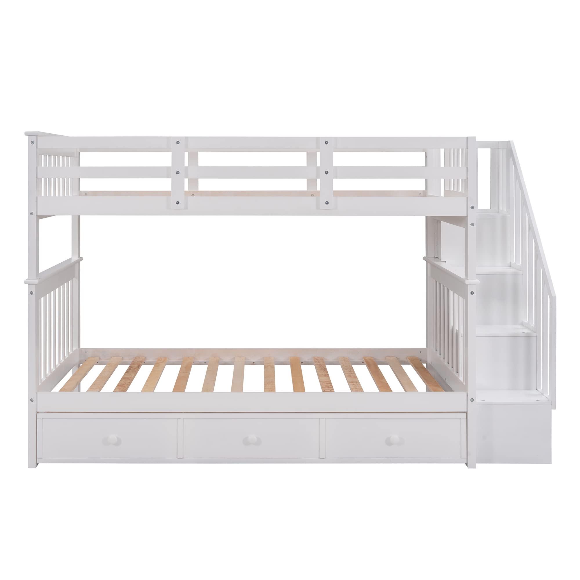 Solid Wood Twin-Over-Twin Bunk Bed with Storage Drawer & Guard Rail | Convertible Space-Saving Bed Frame for Kids, Teens & Adults | Perfect for Bedrooms, Dorm Rooms & Small Spaces | No Box Spring Needed - White