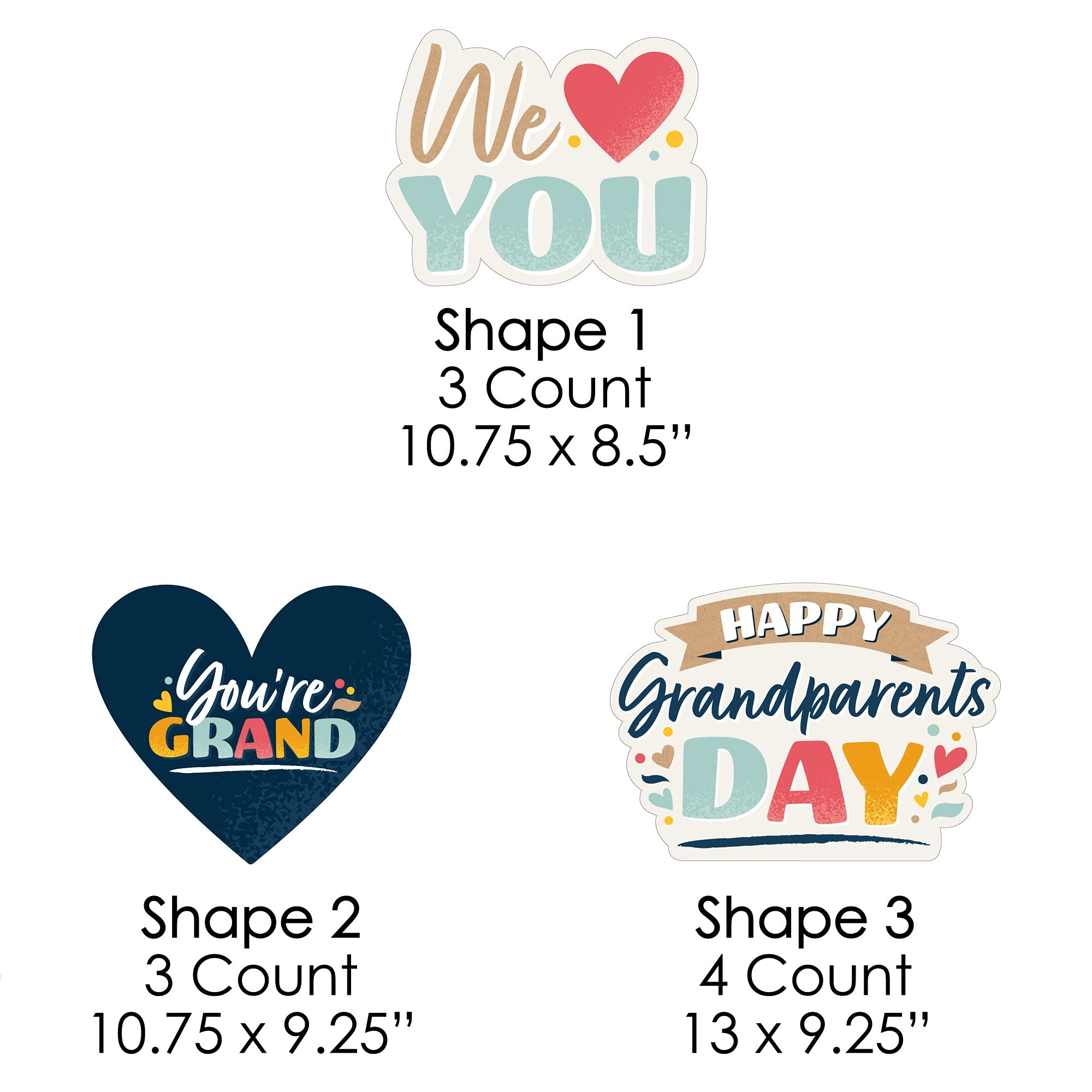 Happy Grandparents Day Heart Lawn Decorations - 10 Piece Outdoor Yard Sign Set for Grandma & Grandpa - Perfect for Backyard Celebrations, Family Reunions & Holiday Gatherings