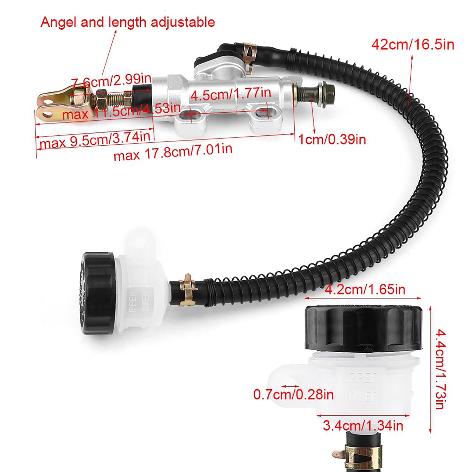 Haosie Motorcycle Rear Brake Master Cylinder Pump for Dirt Bike & ATV - White Hydraulic Foot Brake