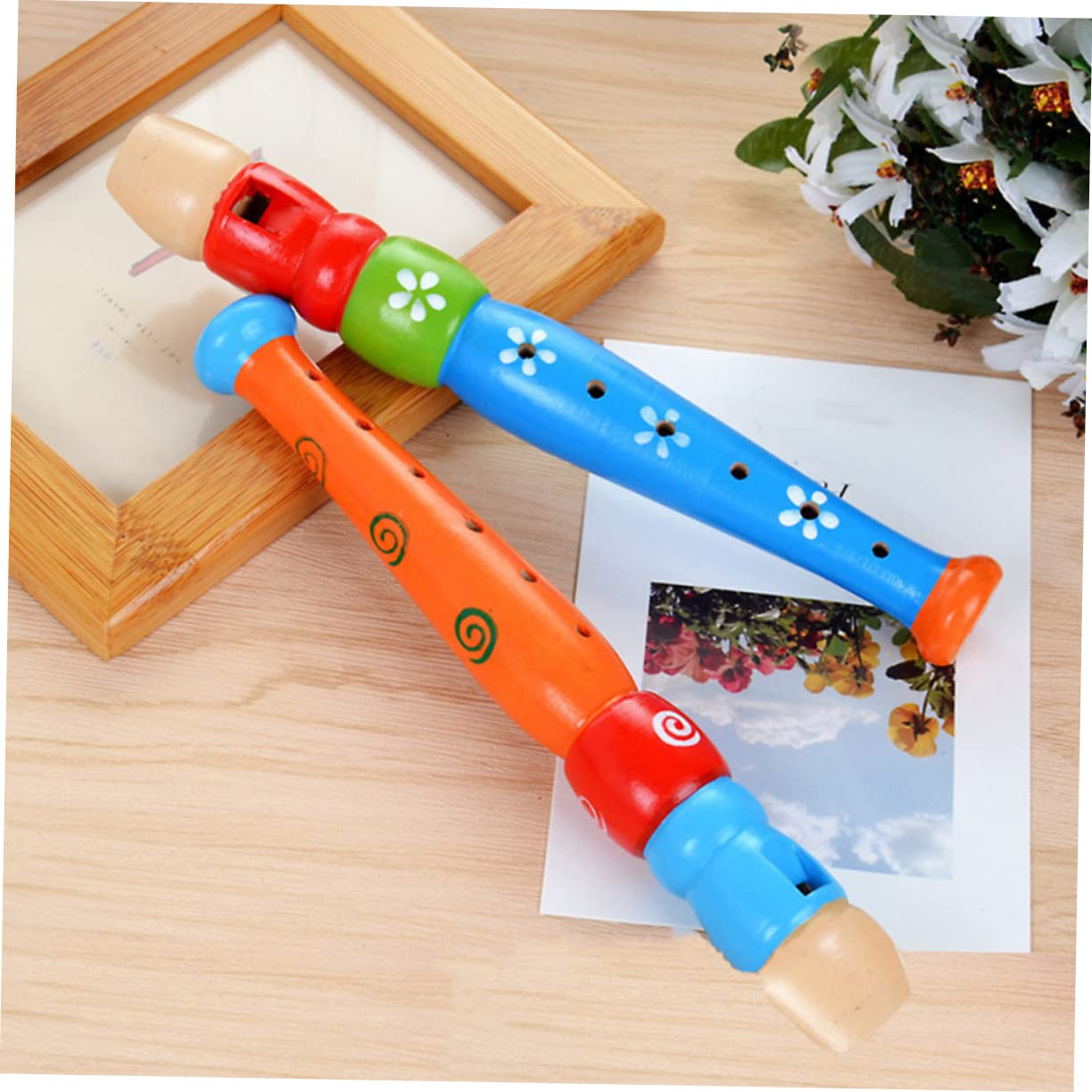 12-Piece Wooden Piccolo 6-Hole Musical Instrument Toy Set for Kids & Students - Sensory Learning Toy for Music Education, Classroom & Home Play