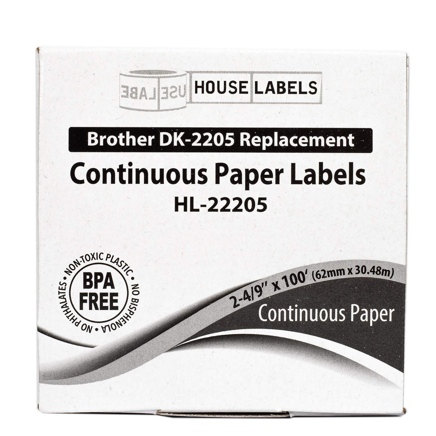 HOUSELABELS Compatible with Brother QL-570 QL-580N QL-650TD QL-700 QL-1050 Label Printers - DK-2205 Replacement Label Roll (2-4/9