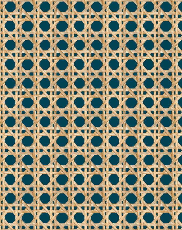 Wallshoppe Faux Large Caning Wallpaper in Indigo - Peel and Stick Removable Wallpaper for Bedroom, Living Room & Home Decor