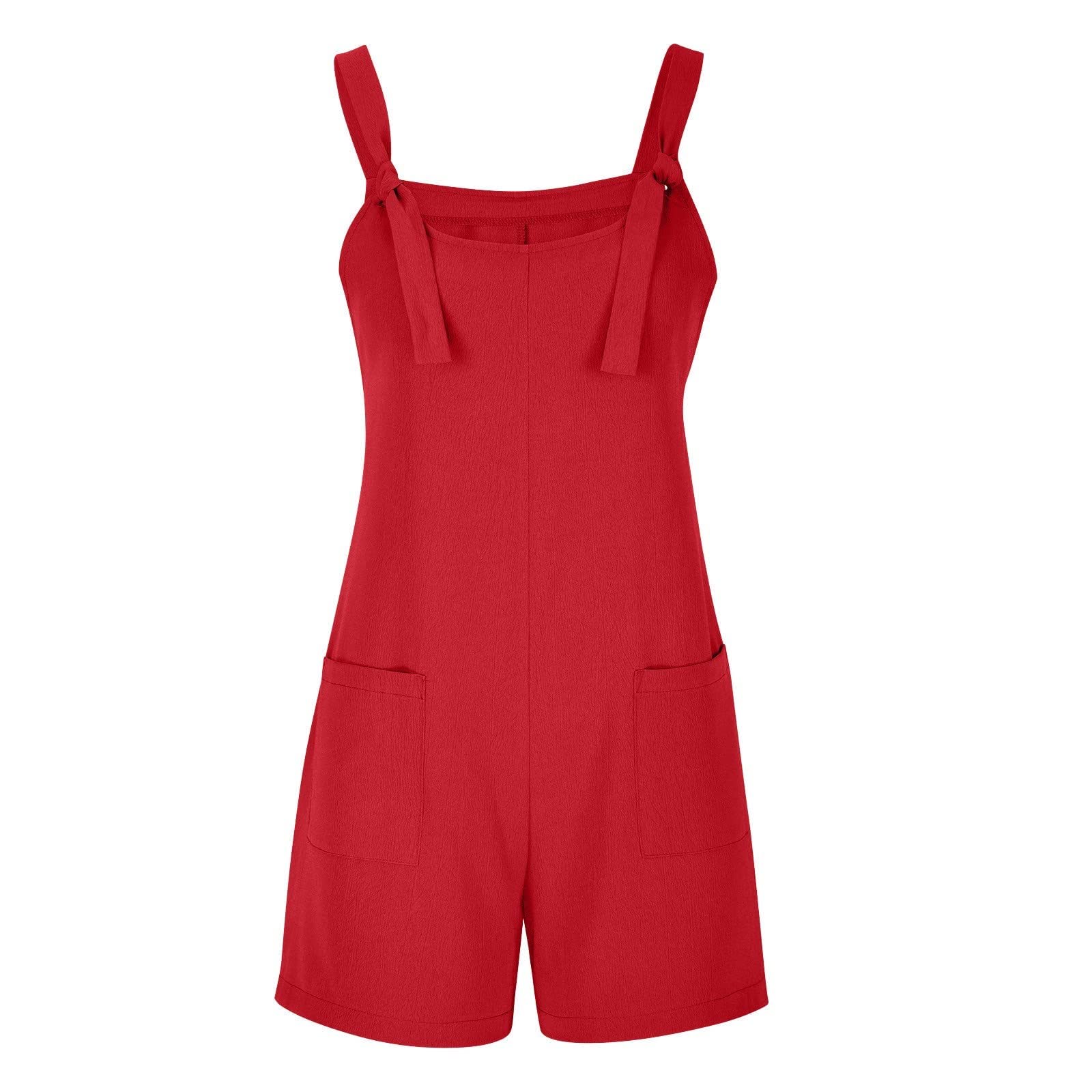 Women's Linen Romper Jumpsuit with Pockets - Summer Beach & Maternity Wear