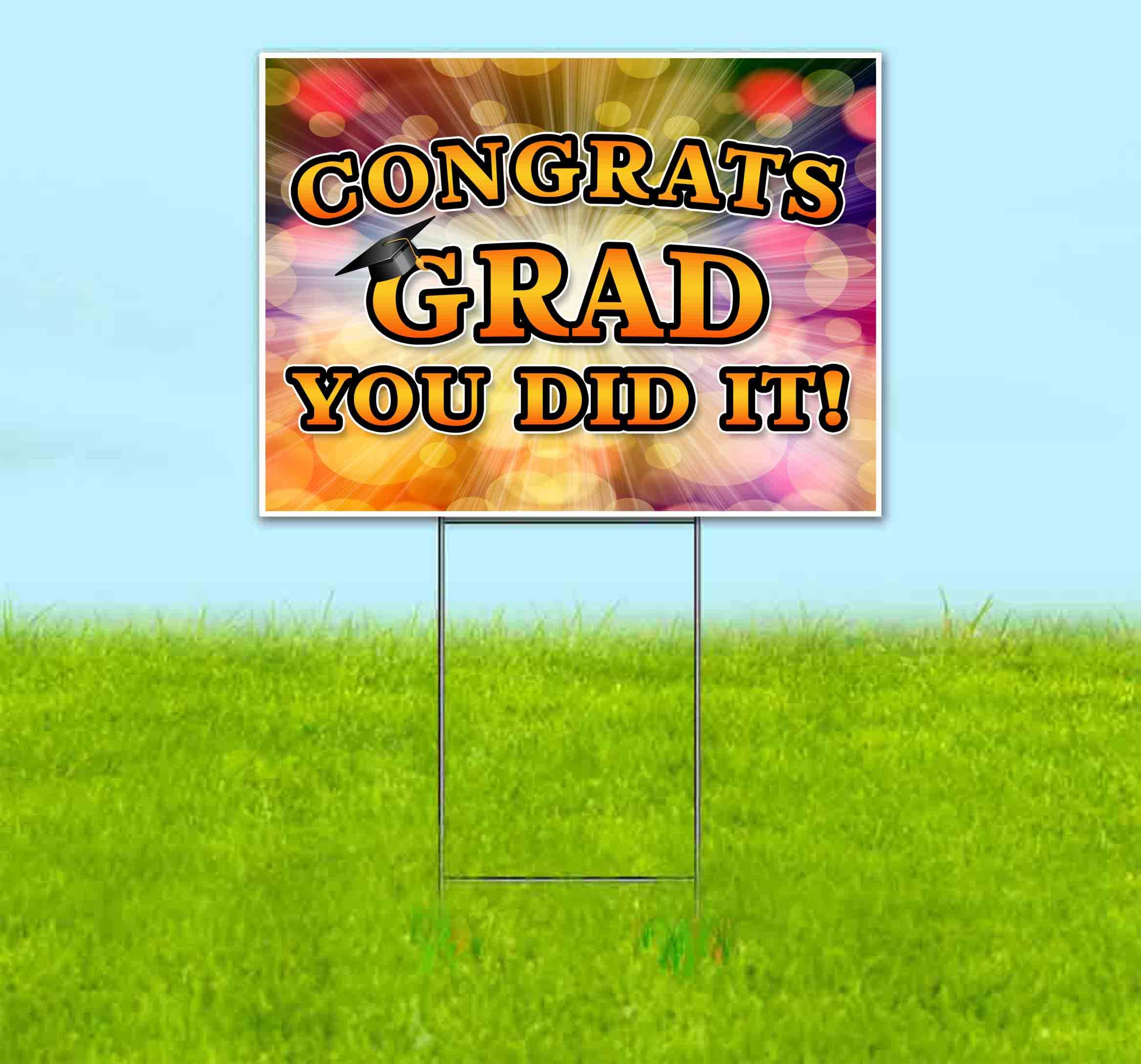 Congratulations Graduate Yard Sign - 18x24 Inches with Metal Stake - Bulk Discounts & Multi-Packs - Perfect for Graduation Parties & Outdoor Decor - Made in USA