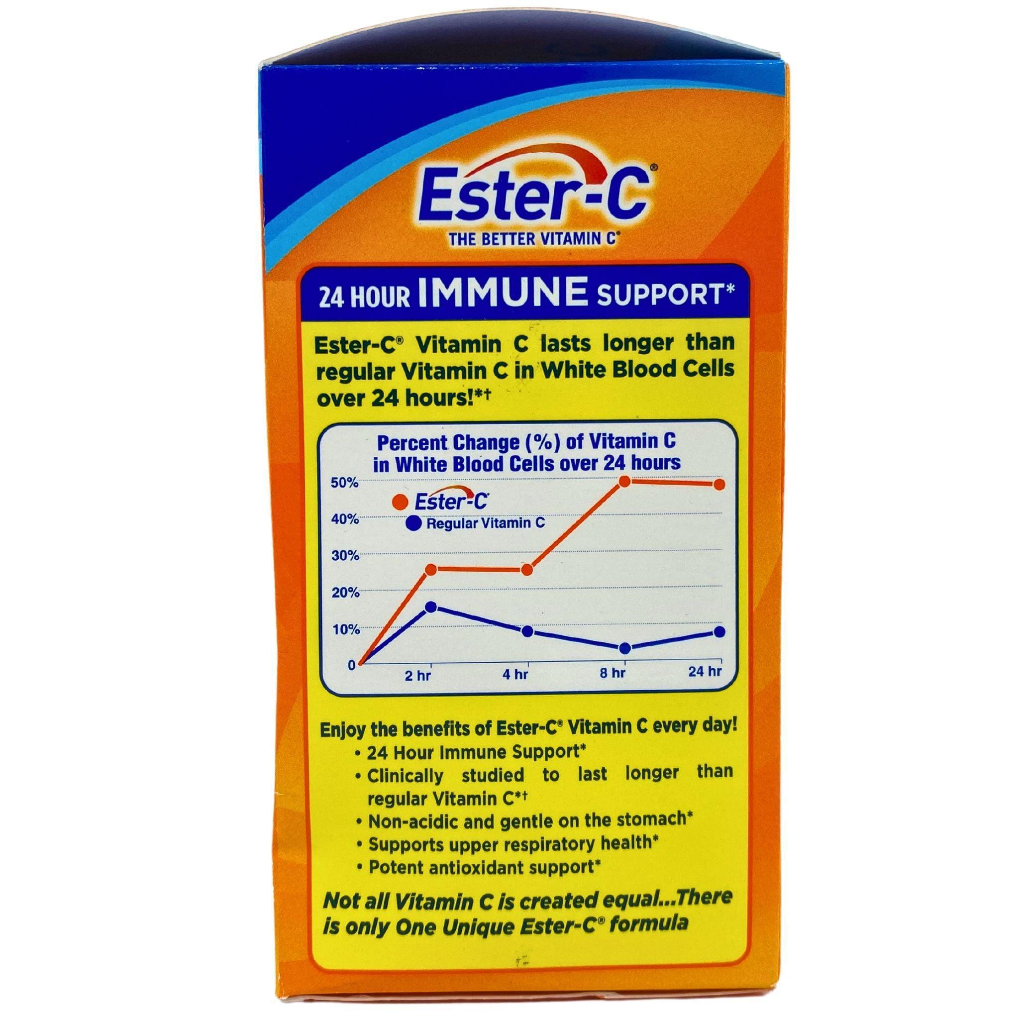 Ester C The Better Vitamin C 1000mg - 24 Hour Immune Support, Maximum Strength Non-GMO Vegetarian Coated Tablets (25 Count) - Daily Immune Boost for Adults & Kids, Cold & Flu Season Protection