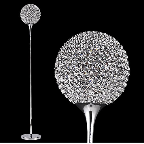 Crystal Round Floor Lamp - Modern LED Standing Light for Living Room, Bedroom, Study & Restaurant - Elegant Home Decor Lighting for Ambient & Task Use