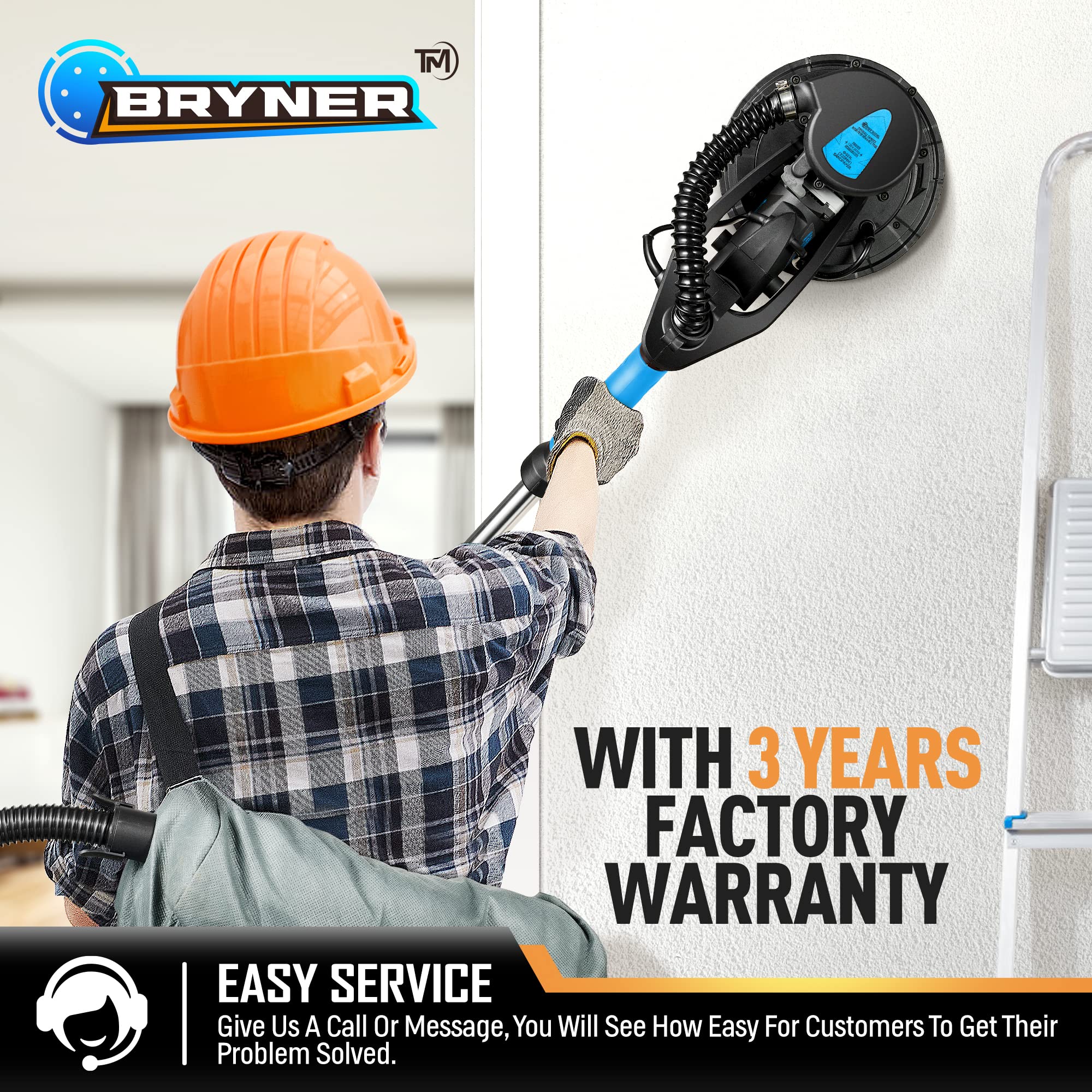 Electric Drywall Sander 800W with Vacuum - 95% Dust Removal, 12 Sanding Discs & LED Light - 6-Speed Adjustable (500-1800 RPM) - Perfect for Home Renovation, Wall Smoothing, and Professional Construction Projects