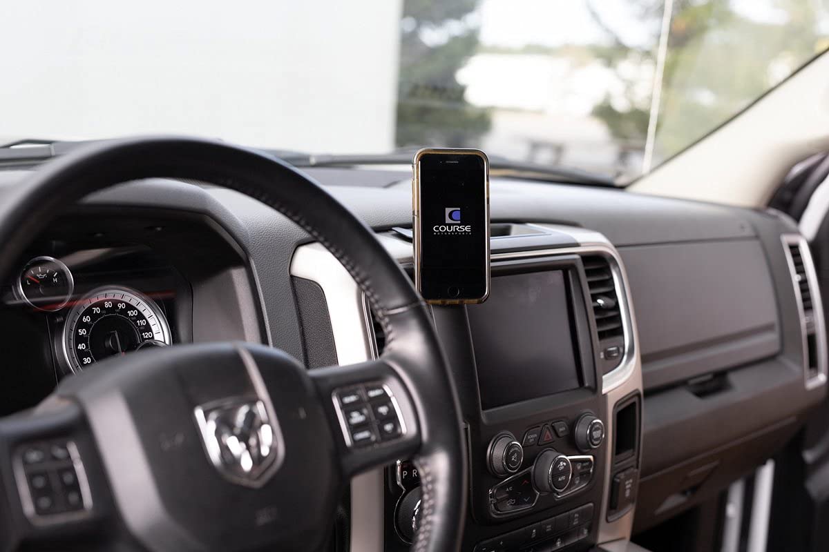 DirectFit Automatic Gripping Wireless Car Phone Mount & Charger for Dodge Ram 1500/2500/3500/4500/5500 (2013-2018) - Black - Hands-Free Charging Holder for Road Trips & Commuting