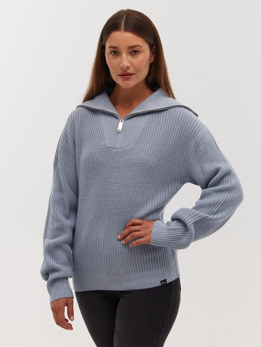 Thurynn Oversized Zippered Funnel Neck Sweater for Women | Cozy Winter Pullover | Perfect for Casual Outfits, Office Wear & Cold Weather Layering