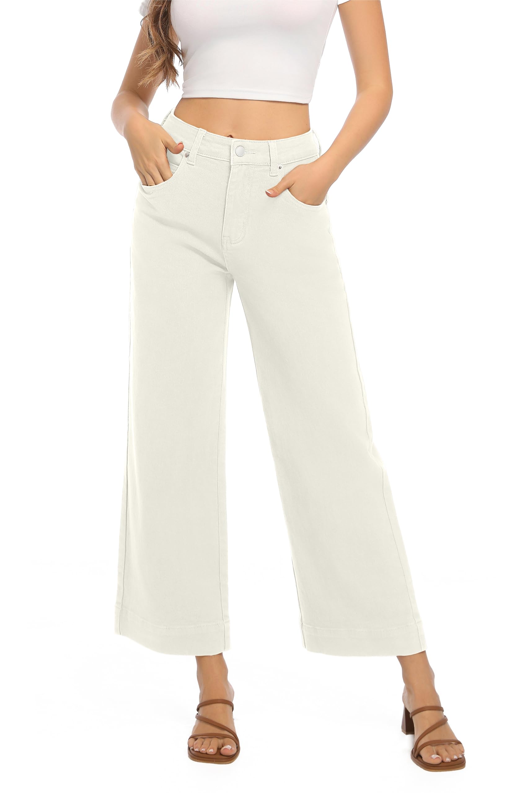 Women's High Waisted Stretchy Jeans - Wide Leg, Baggy, Loose Fit Trendy Denim Pants for Casual Wear & Street Style Outfits
