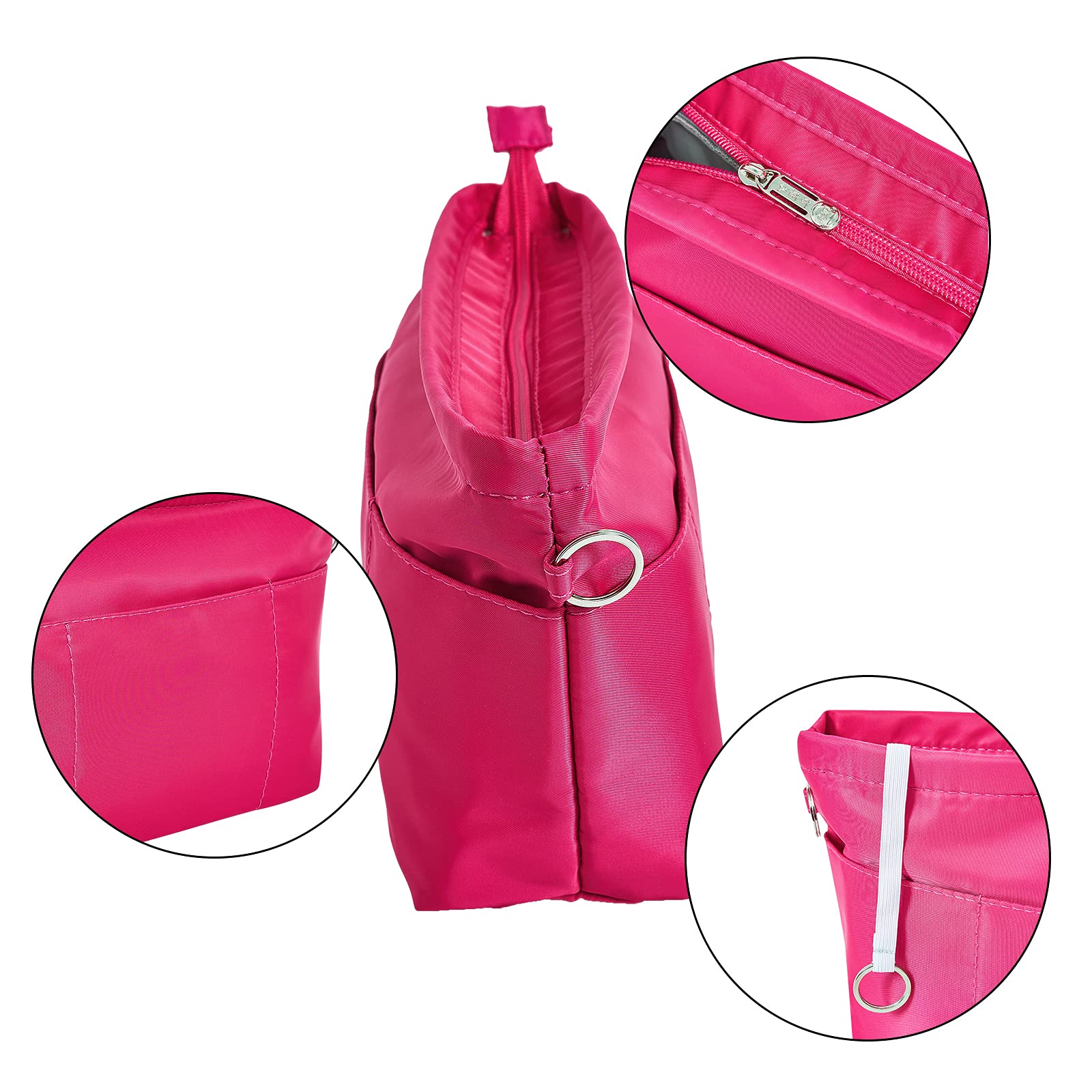 Premium Nylon Purse Organizer Insert - Tote Handbag Organizer with 13 Pockets & Zipper - 5 Sizes for Women - Perfect for Travel, Work & Daily Use