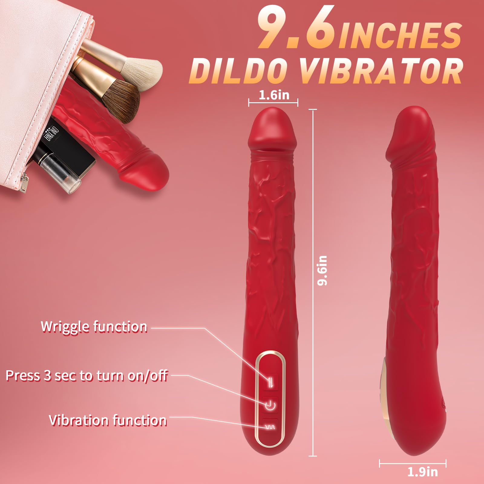 9.6 Inch Realistic Silicone G Spot Vibrator for Women - 3 Wriggling & 10 Vibrating Modes, Large Dildo Sex Toy for Couples & Solo Play, Perfect for G Spot Stimulation & Anal Play - Adult Pleasure Toy for Enhanced Intimacy & Exploration