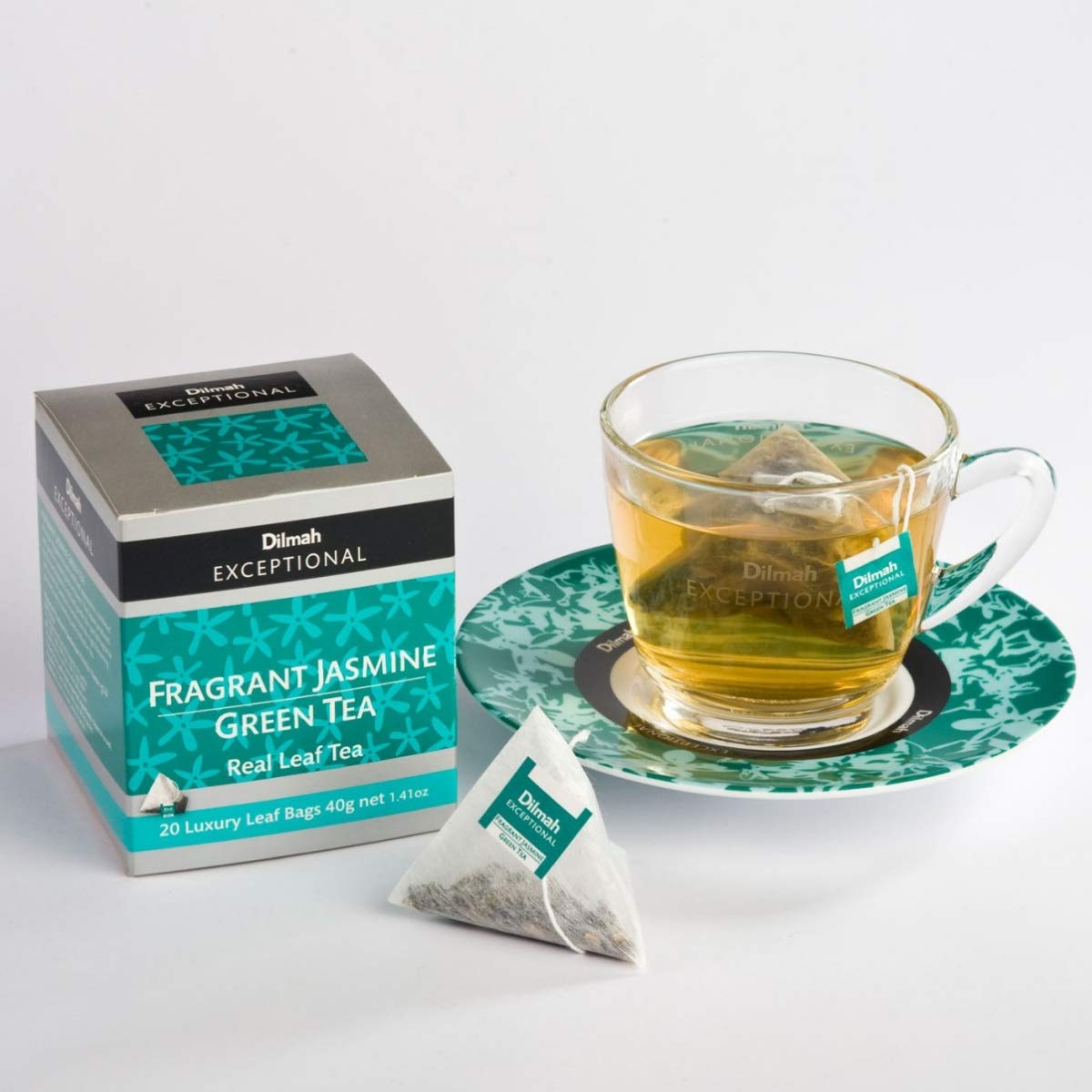 Premium Dilmah Fragrant Jasmine Green Tea - 20 Tea Bags | Pure Ceylon Tea in Luxury Leaf Bags | Perfect for Relaxation, Afternoon Tea & Gifts