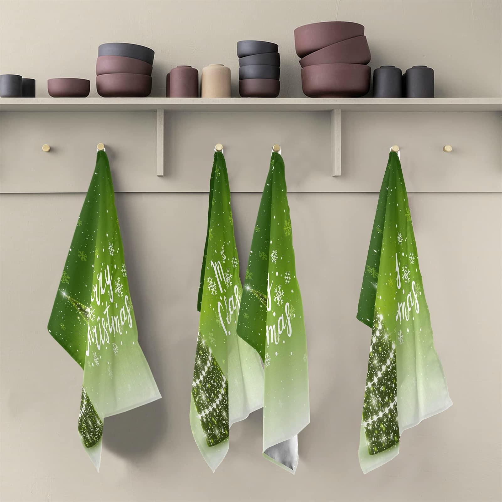 ALAZA Christmas Trees Decorative Kitchen Dish Towels Set of 6 - Soft & Absorbent Hand Towels for Home Cleaning, Dishcloths (18x28 Inch) - Perfect for Holiday Cooking, Baking, and Festive Kitchen Decor