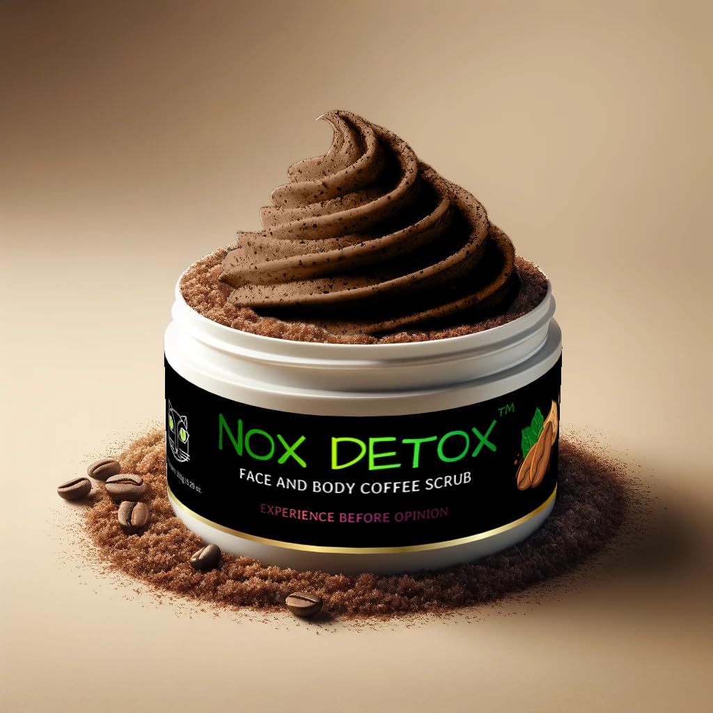 NOX DETOX Coffee Scrub for Face & Body - Exfoliating Dead Skin Remover, Tan Removal, Gentle Exfoliator with Pure Arabica Coffee - Perfect for Post-Workout, Spa Day & At-Home Skincare Routine