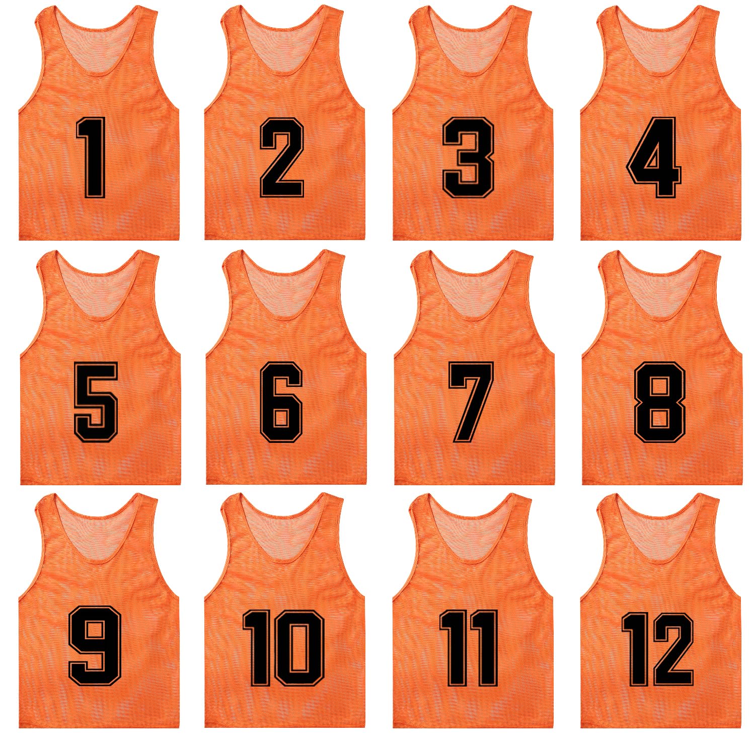 Breathable Nylon Mesh Soccer Training Vests for Adults & Youth - Numbered Practice Pinnies & Bibs for Team Drills, Scrimmages & Sports Conditioning