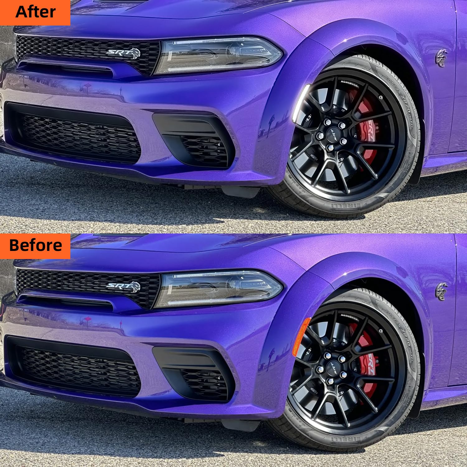 2015-2023 Dodge Charger LED Side Marker Lights - Smoked Lens Front & Rear Fender Light Kit with White Parking Lamp | Compatible with Charger SXT, Scat Pack & SRT Hellcat | 4-Piece Set for Enhanced Visibility & Style