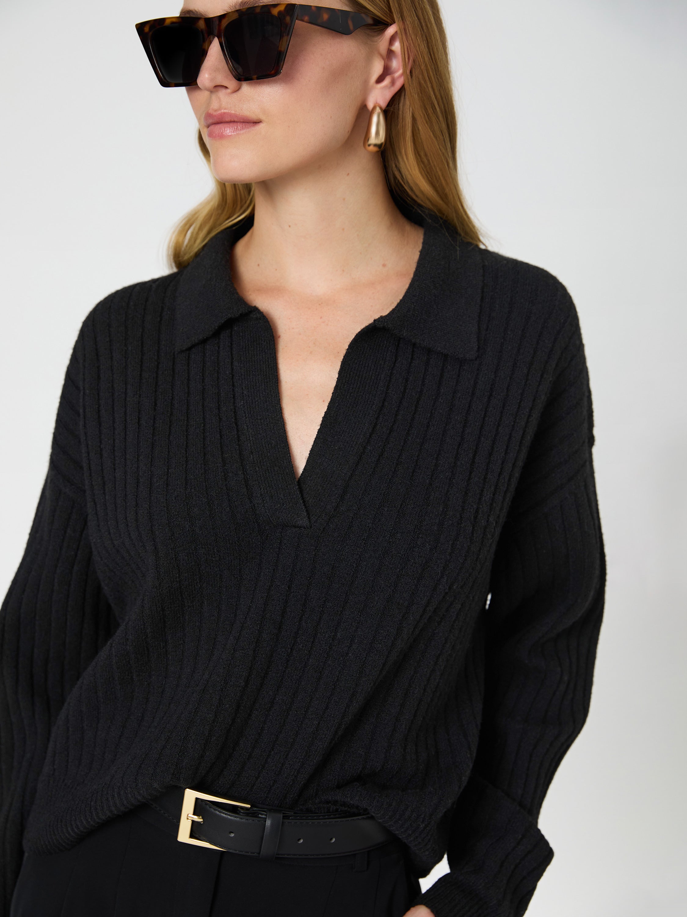 Vhari Women's Long Sleeve Collar Sweater - Soft Knit Pullover for Fall & Winter - Perfect for Office, Casual Outfits and Date Nights