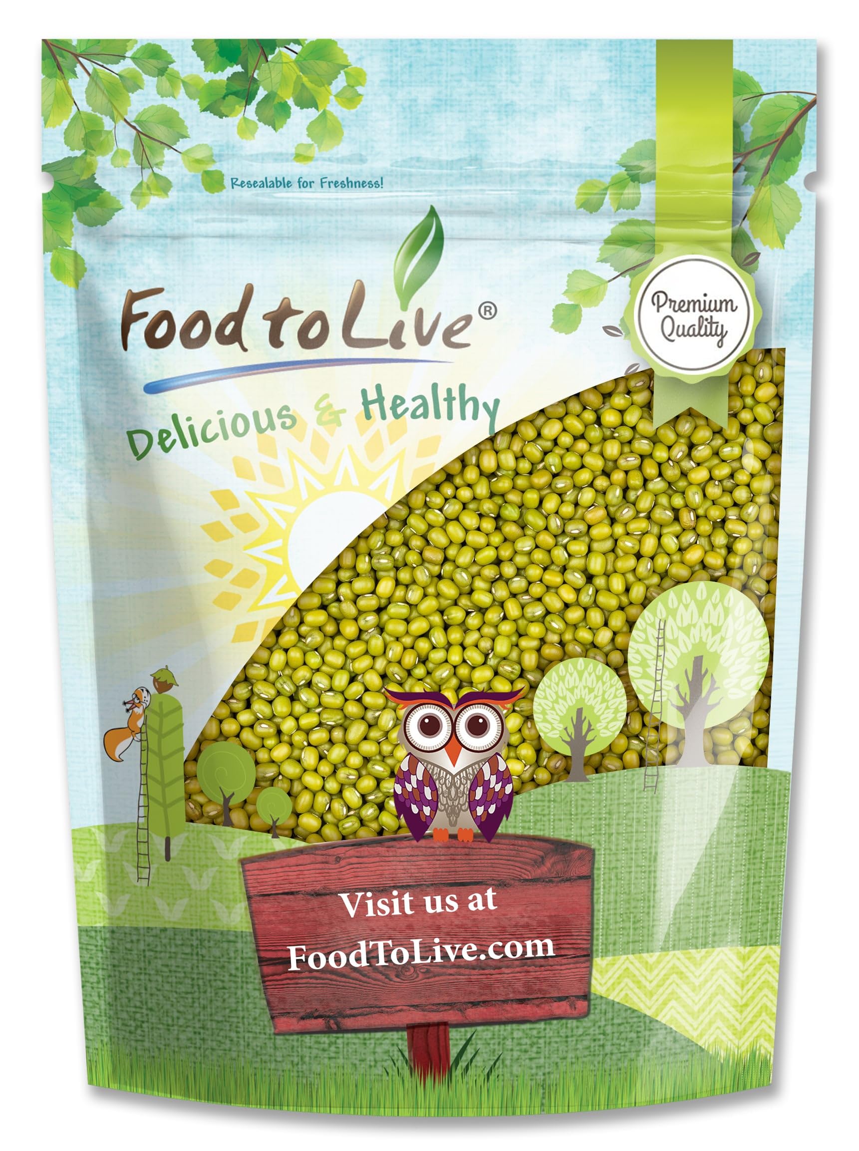 Food to Live - Organic Mung Beans 5lbs | Whole Raw Green Gram | Kosher Vegan Sirtfood | High in Fiber Protein Iron | Perfect for Sprouting, Indian Cooking & Healthy Recipes