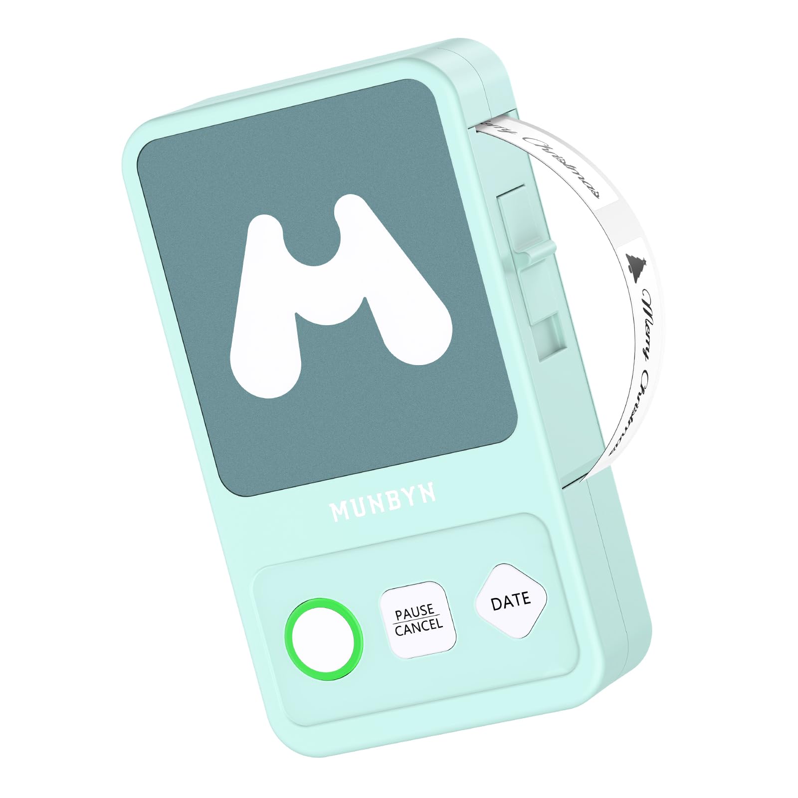 MUNBYN FM520 Bluetooth Label Printer with Tape - Portable Label Maker for Office, Home & Storage, One-Click Date Printing (Green) | Perfect for Organizing Files, Pantry & Craft Supplies
