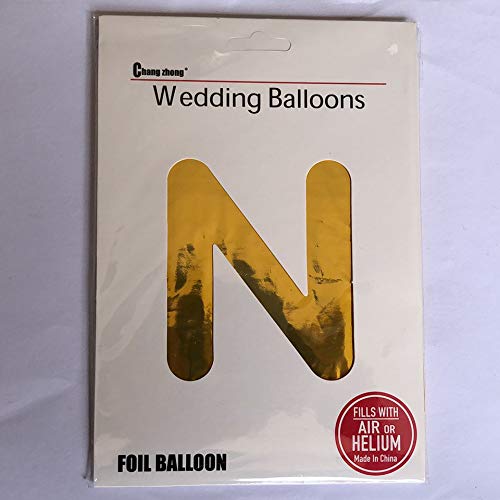 40 Inch Large Gold Letter N Balloons - Mylar Foil Alphabet Balloons for Birthday Party Decorations, Baby Showers, Graduations & Wedding Events - Giant Helium Balloon for Indoor/Outdoor Decor