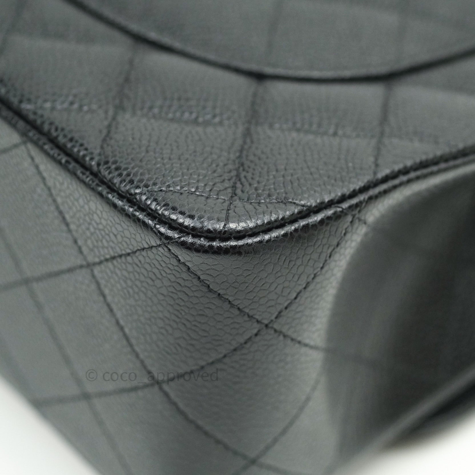 Chanel Classic Jumbo Double Flap Bag in Black Caviar Leather with Silver Hardware | Luxury Designer Handbag for Women | Perfect for Evening Events, Work & Special Occasions