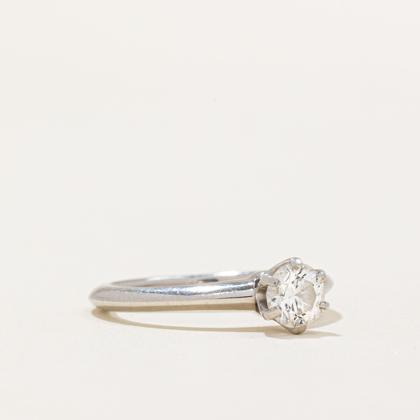 Tiffany & Co. Solitaire Diamond Platinum Ring - 0.45 Carat Round Brilliant Cut, Size 5, Engagement Wedding Band, Perfect for Proposals, Anniversaries & Special Occasions